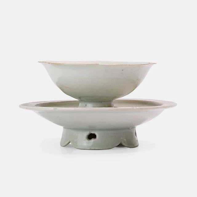 A Chinese qingbai-glazed stem cup and stand Song dynasty (960-1279)