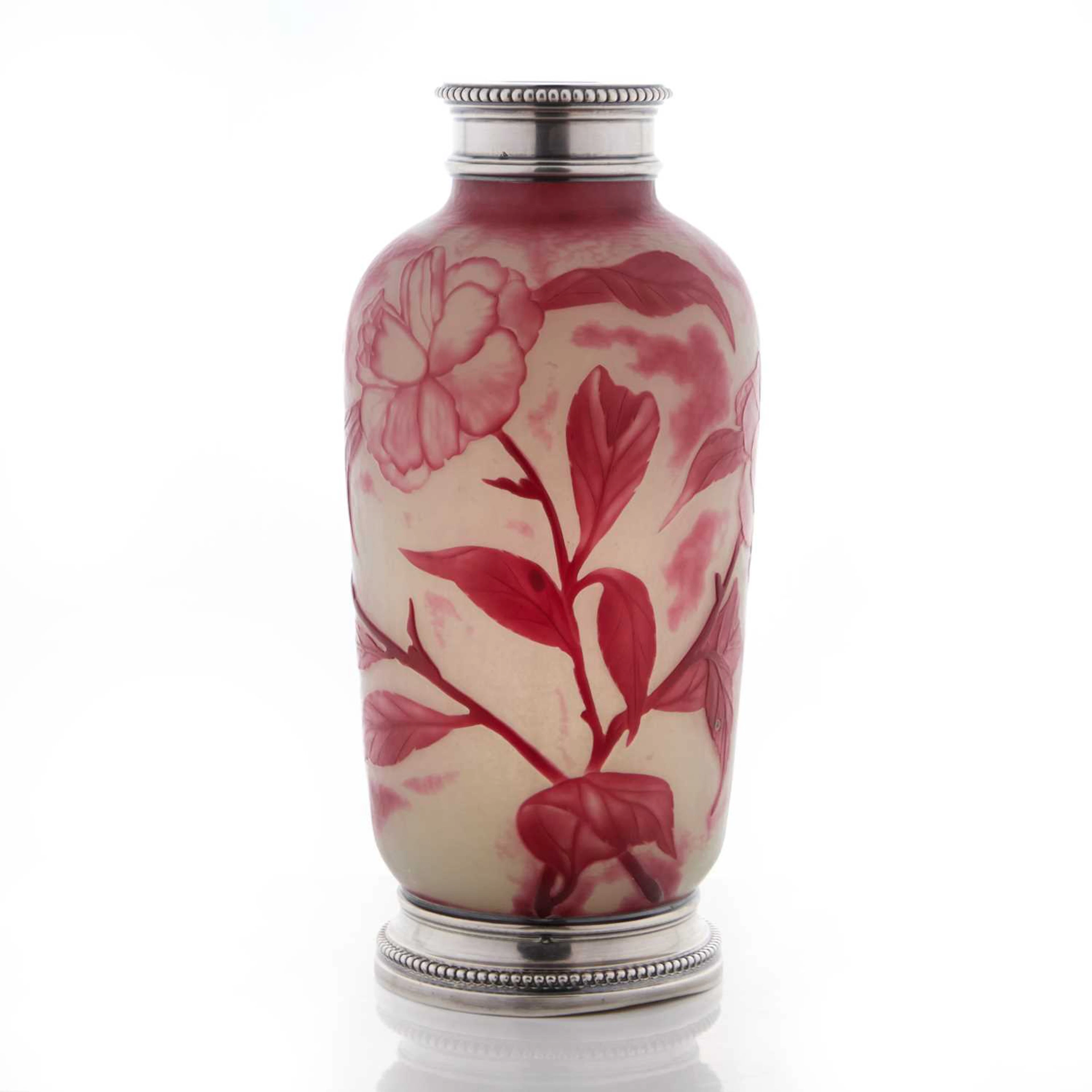 A Daum silver-mounted cameo glass vase circa 1905, French