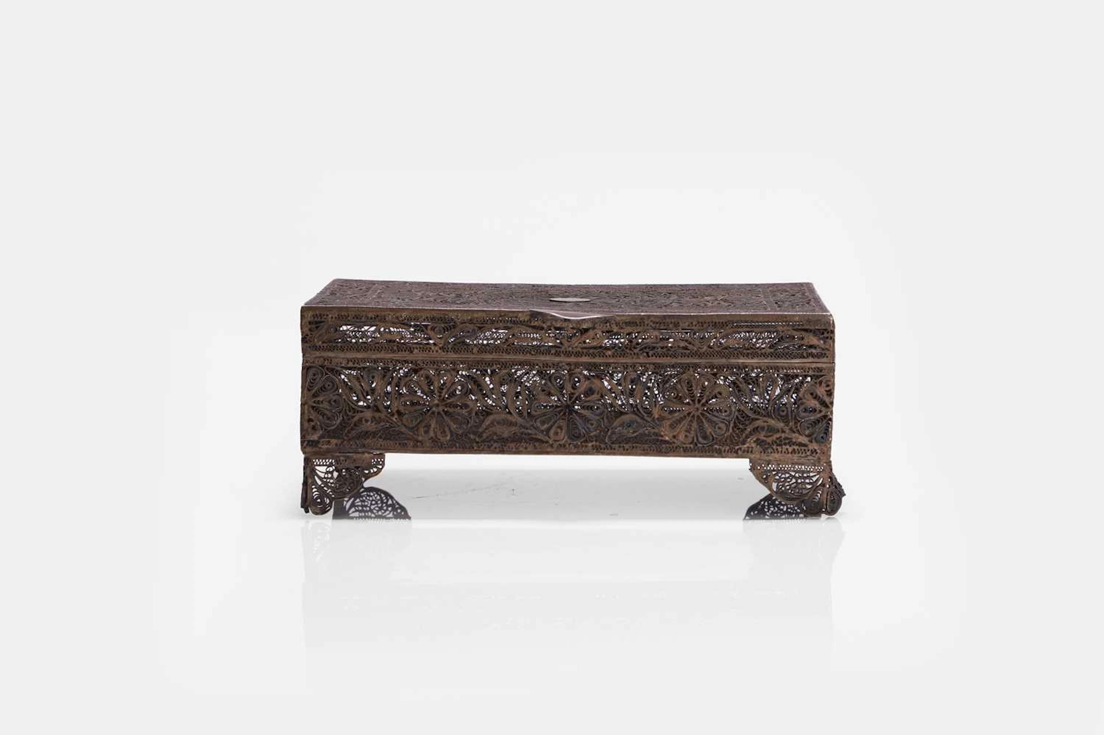 An Ottoman silver filigree box 19th century