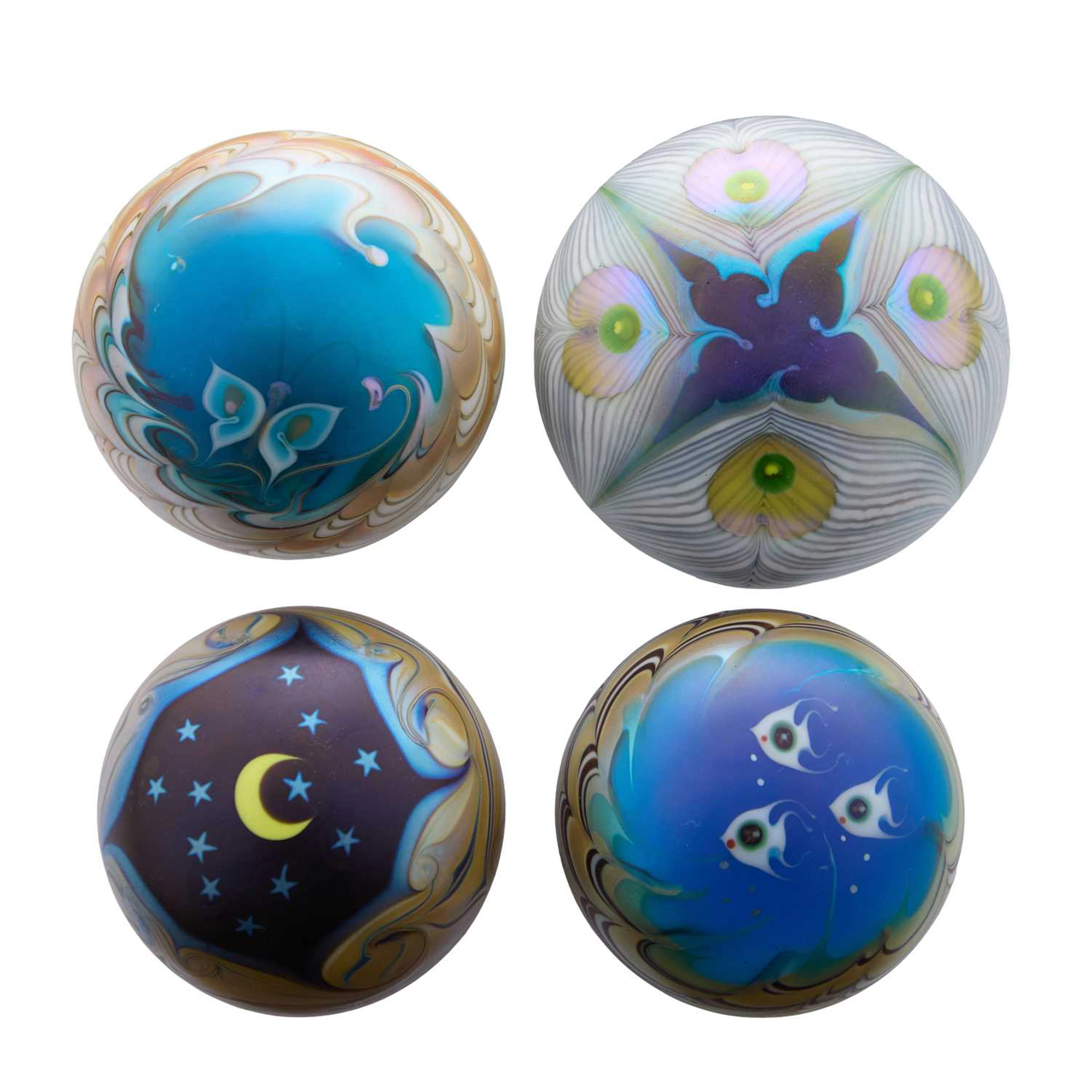A group of four Lundberg Studios paperweights 1976 and 1977, American
