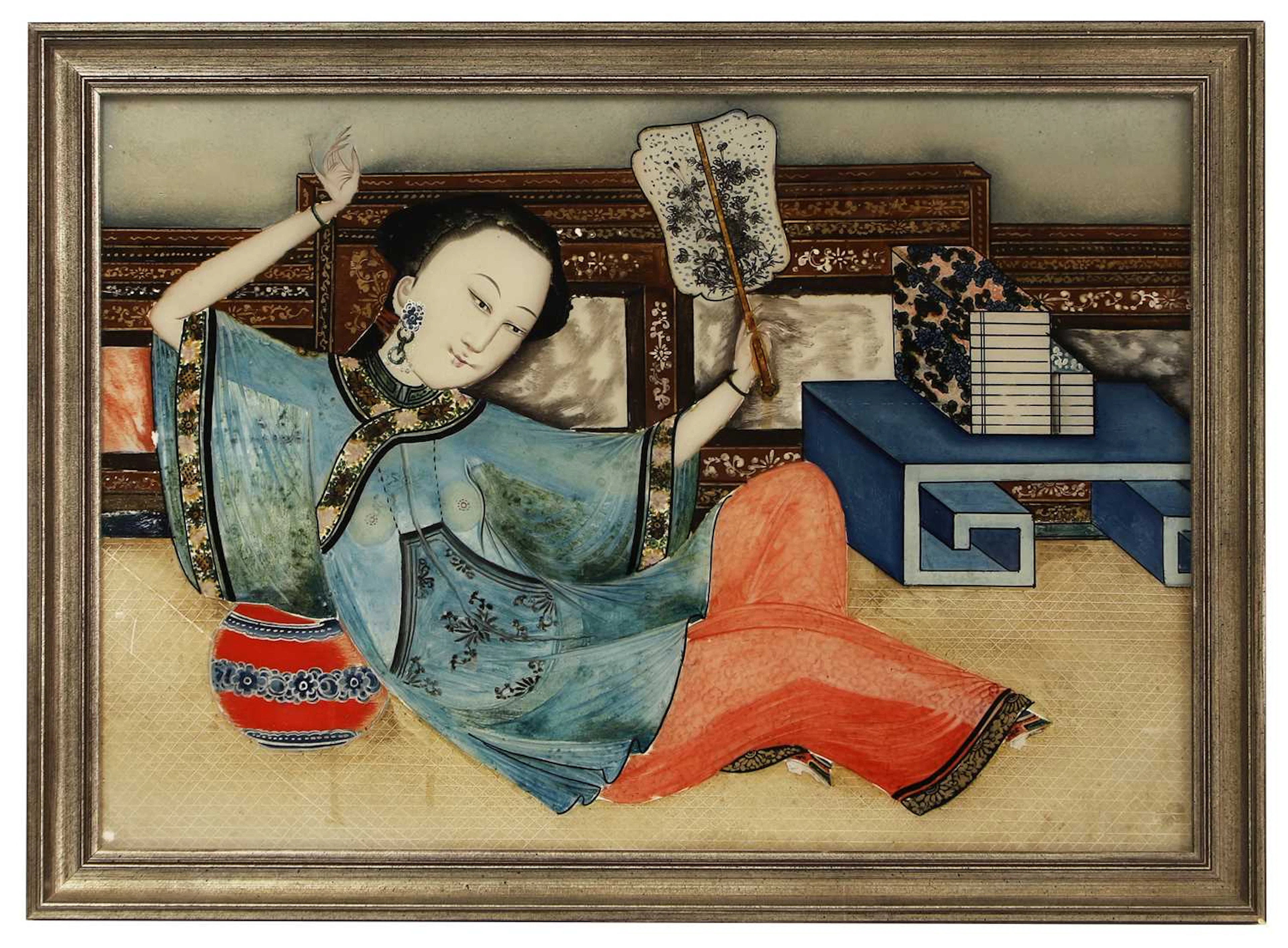 A Chinese reverse glass painting