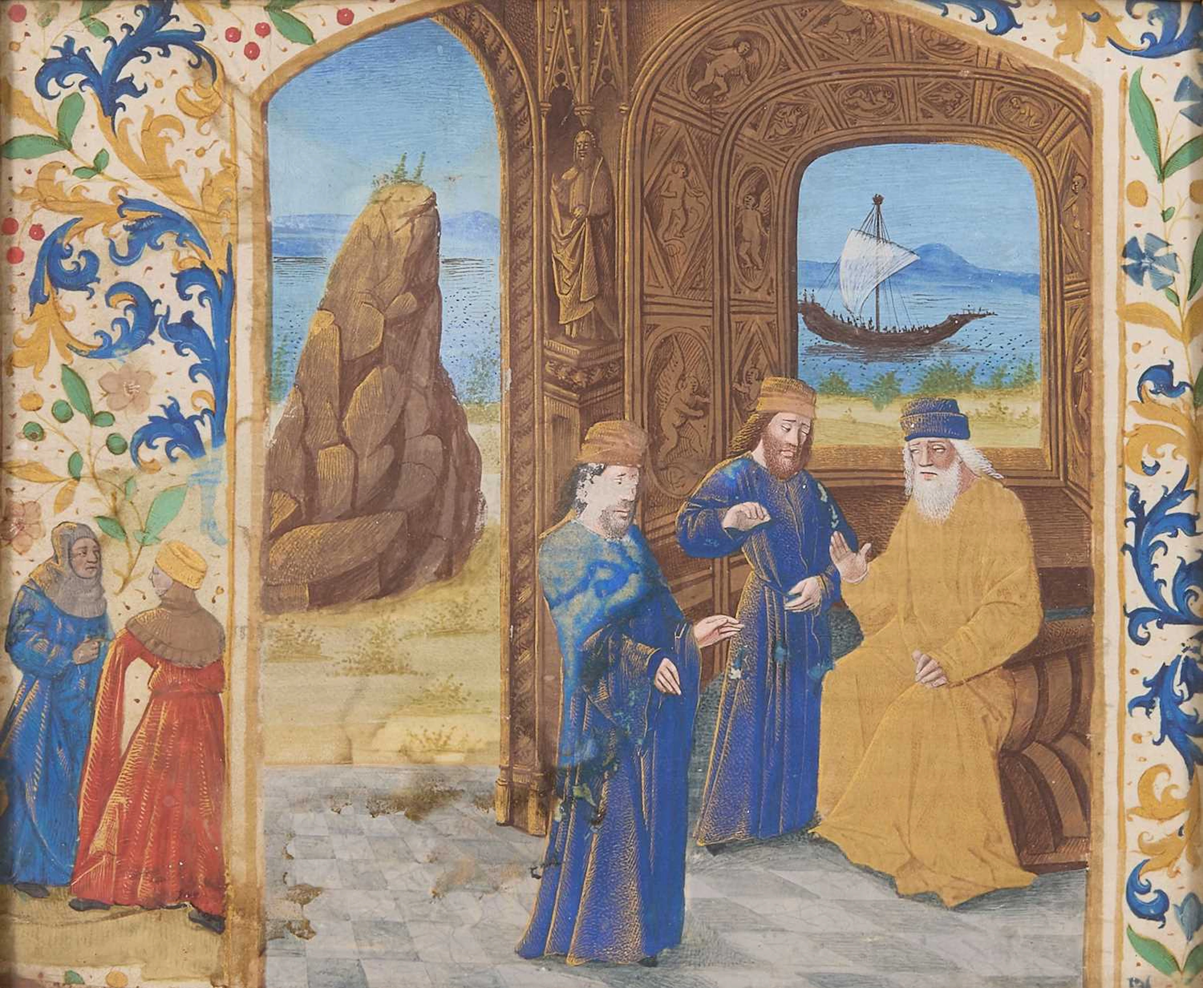 French School, late 15th century Cato the Elder lecturing to Scipio