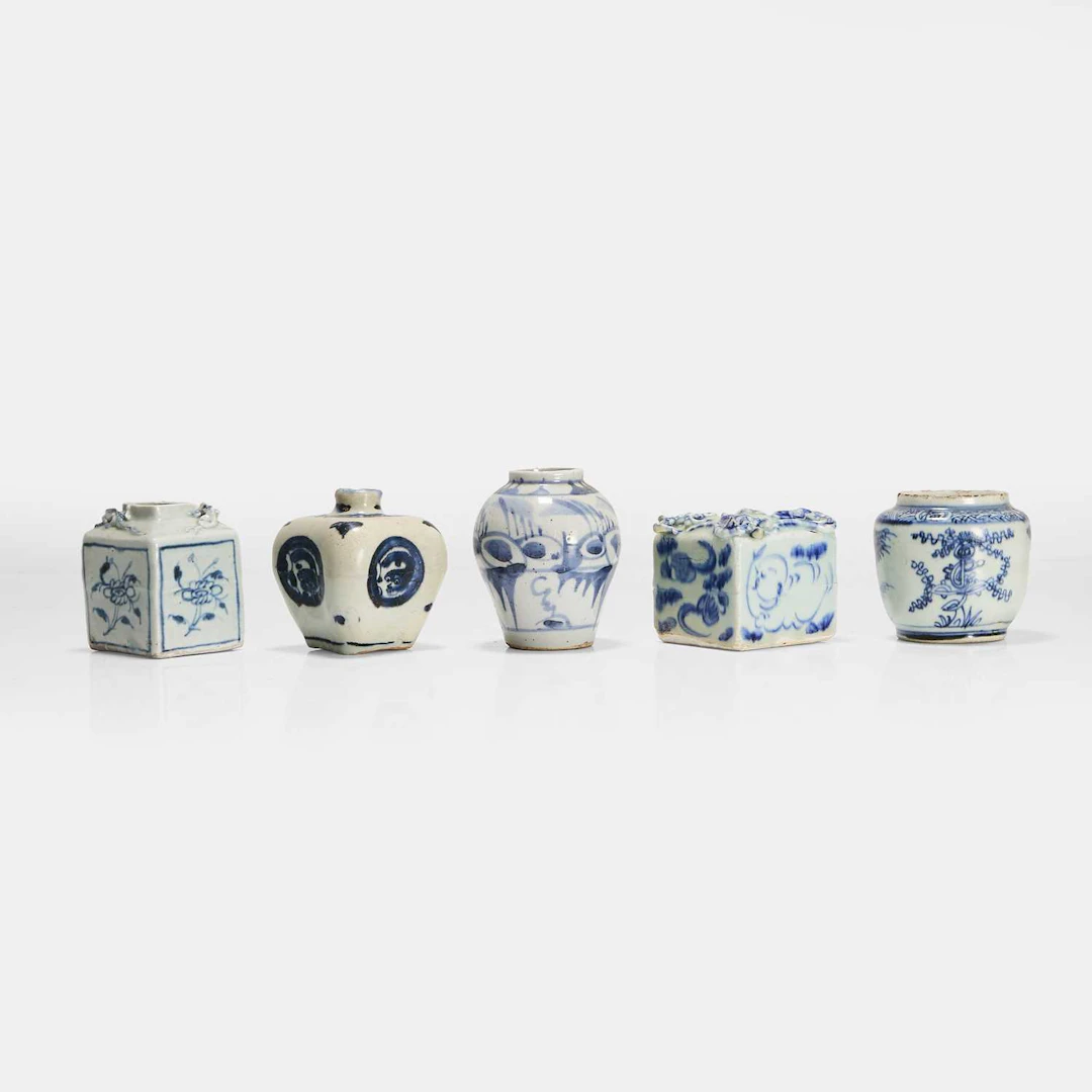 A collection of five Chinese blue and white jarlets Ming dynasty (1368-1644)