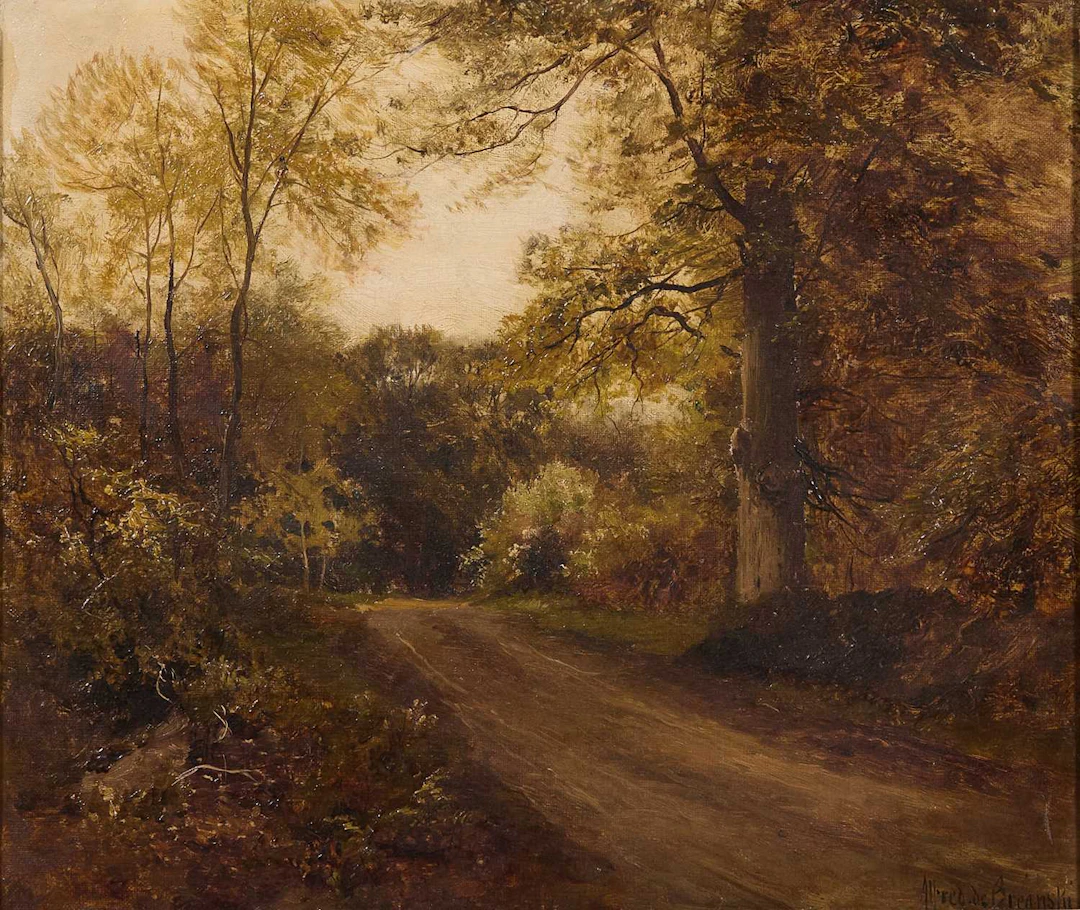 Alfred de Breanski Snr (British, 1852-1928) 'The Road to Burnham Beeches
