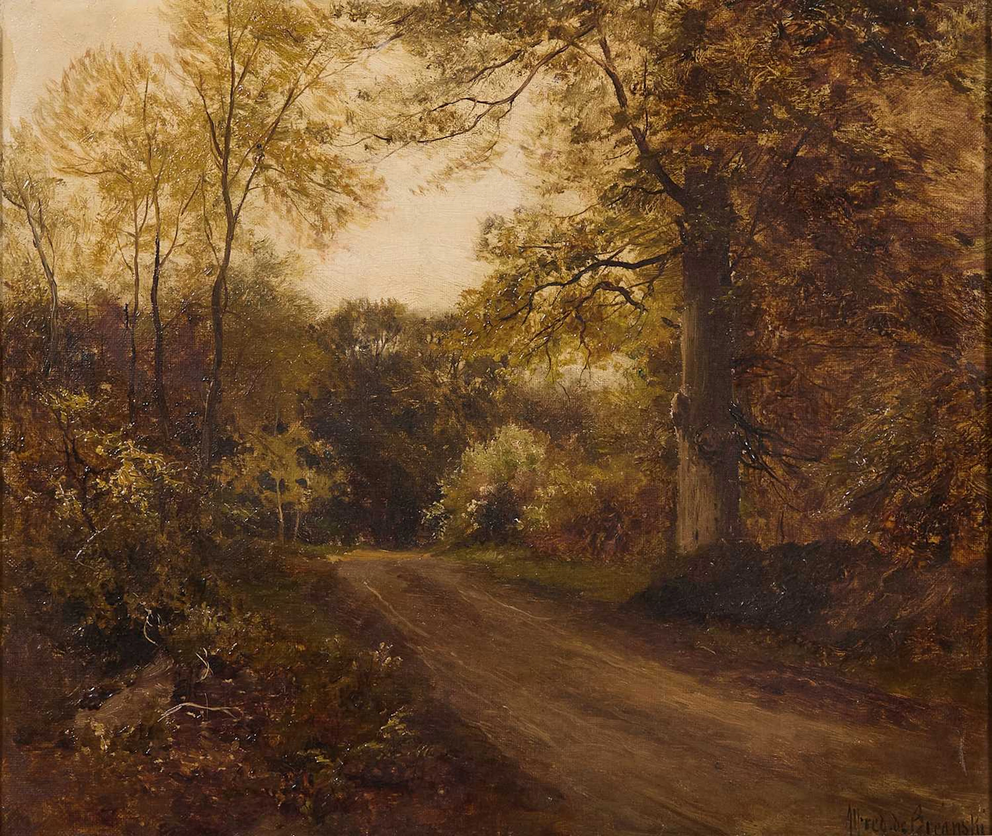 Alfred de Breanski Snr (British, 1852-1928) 'The Road to Burnham Beeches
