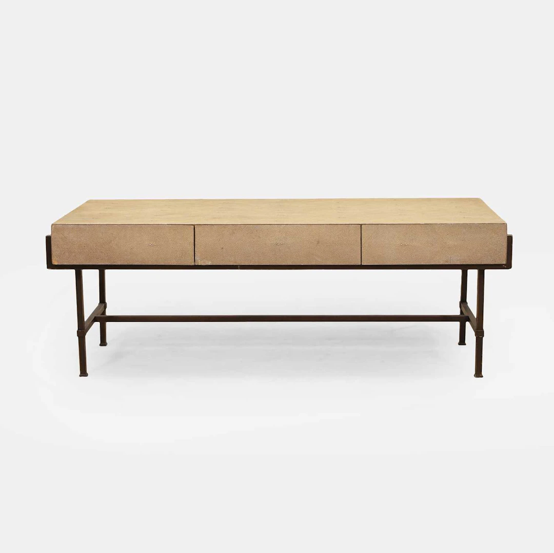 French a shagreen three-drawer coffee table