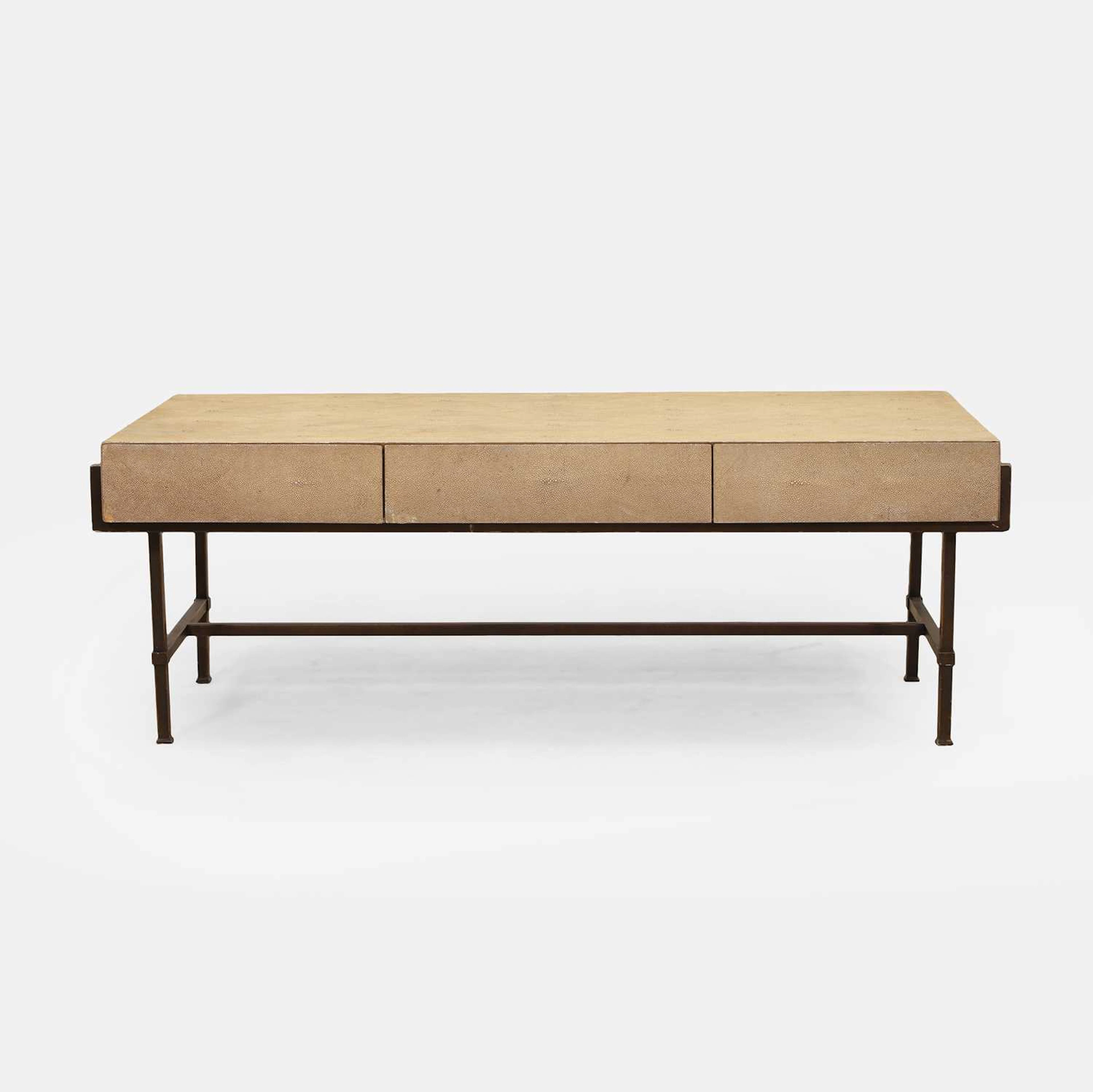 French a shagreen three-drawer coffee table