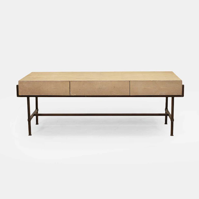 French a shagreen three-drawer coffee table