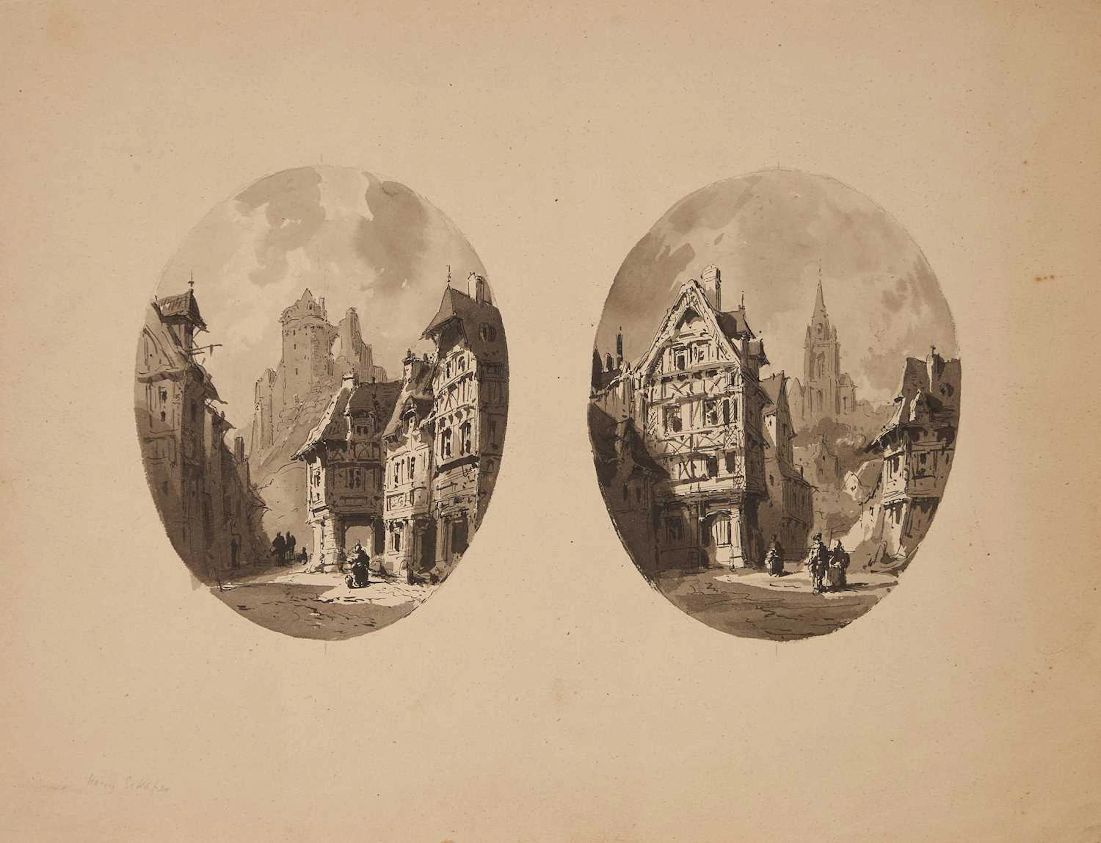 Henry Thomas Schafer (British, 1854-1915) Two views of medieval French