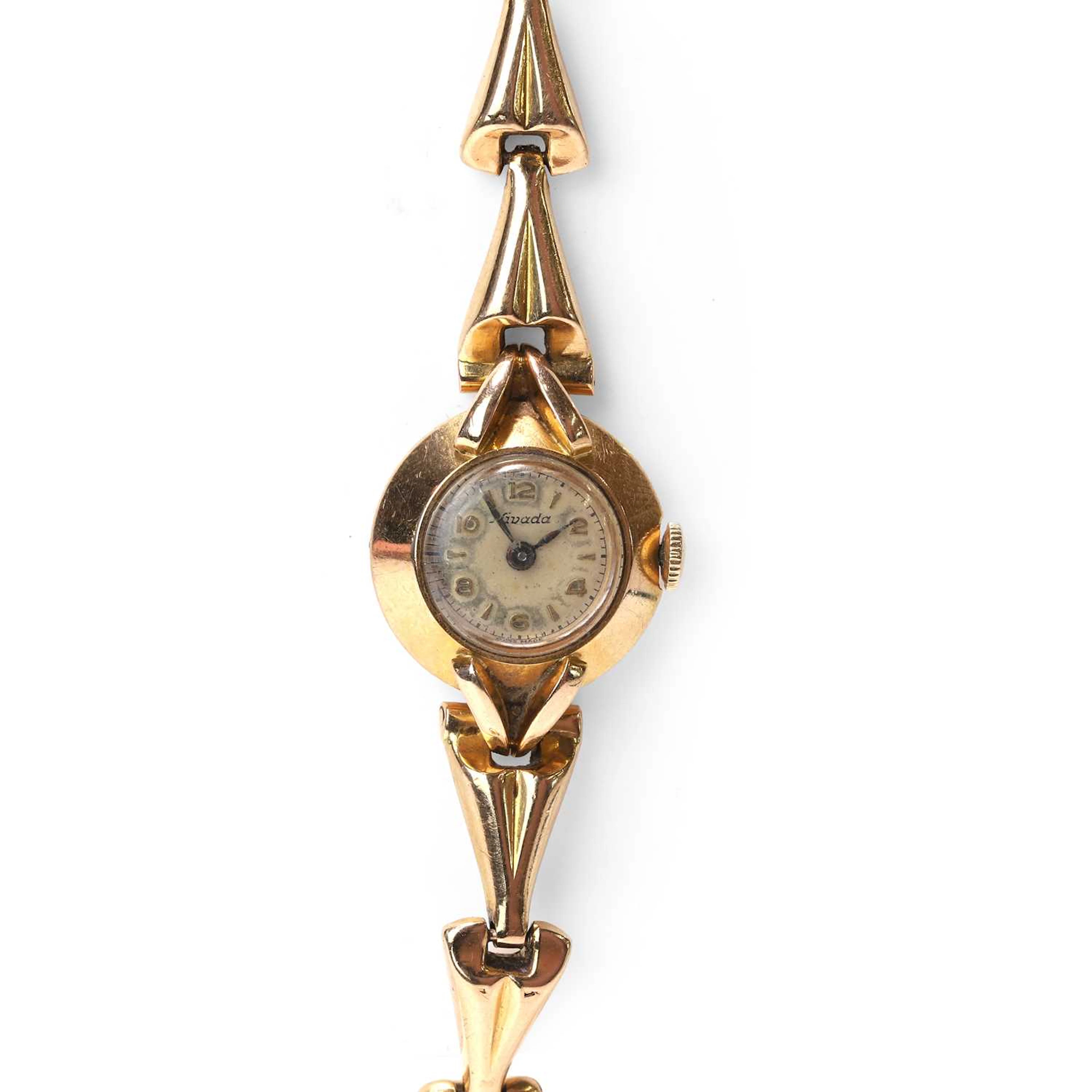 A ladies' 18ct gold Nivada mechanical bracelet watch circa 1950