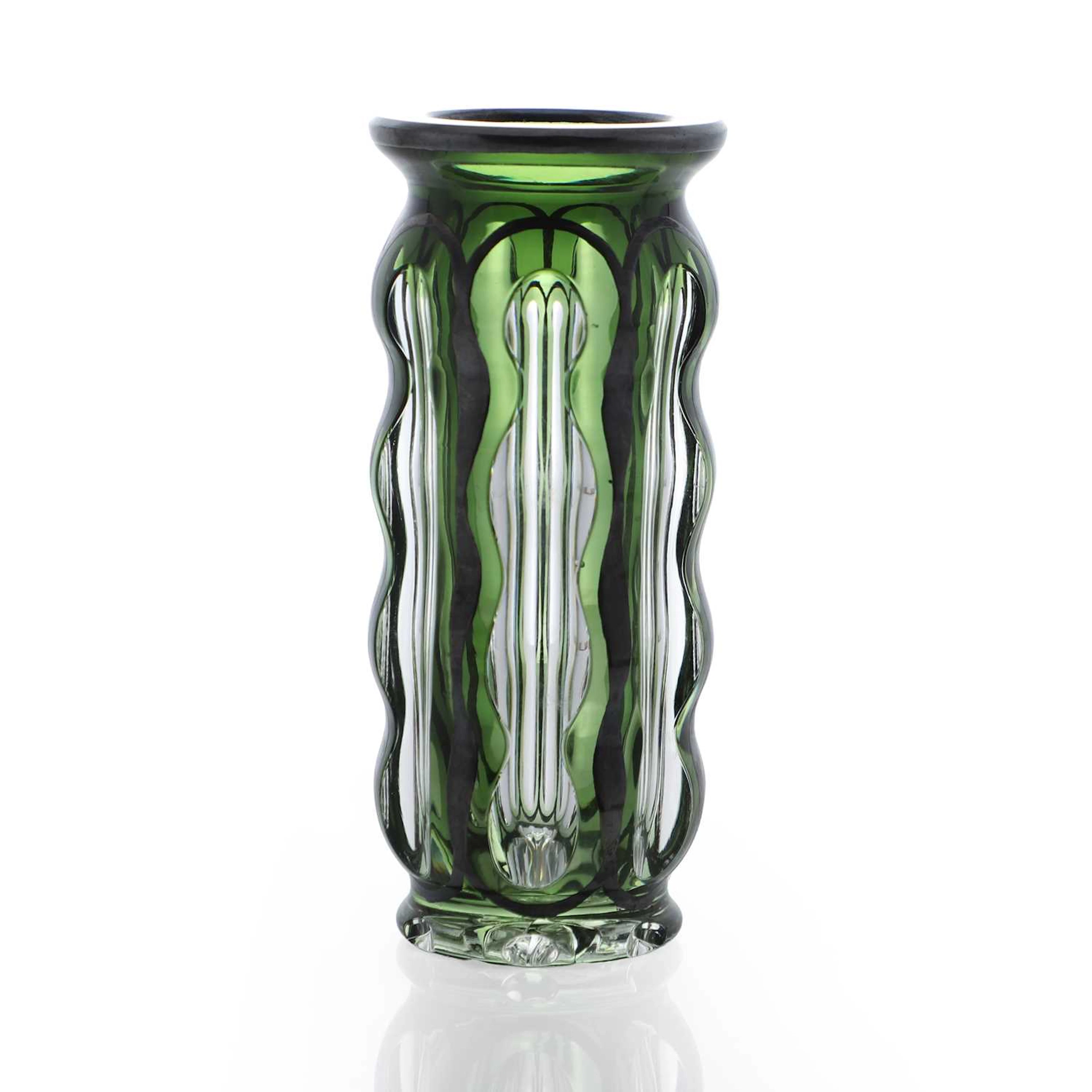 A Val St Lambert silver-mounted glass vase circa 1930, Belgian