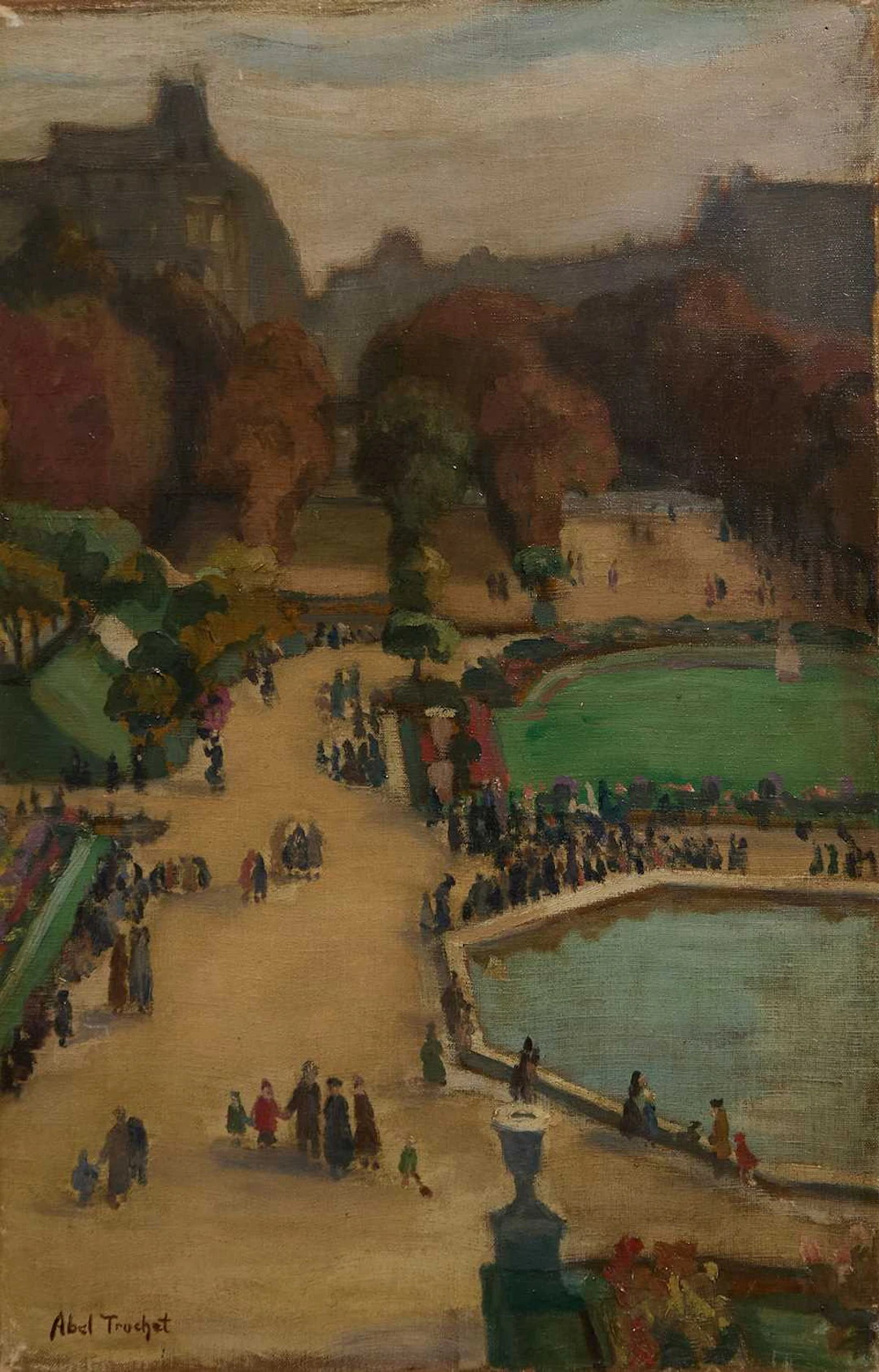 Louis Abel-Truchet (French, 1857-1918) 'Paris, Le Jardin du Luxembourg animé'