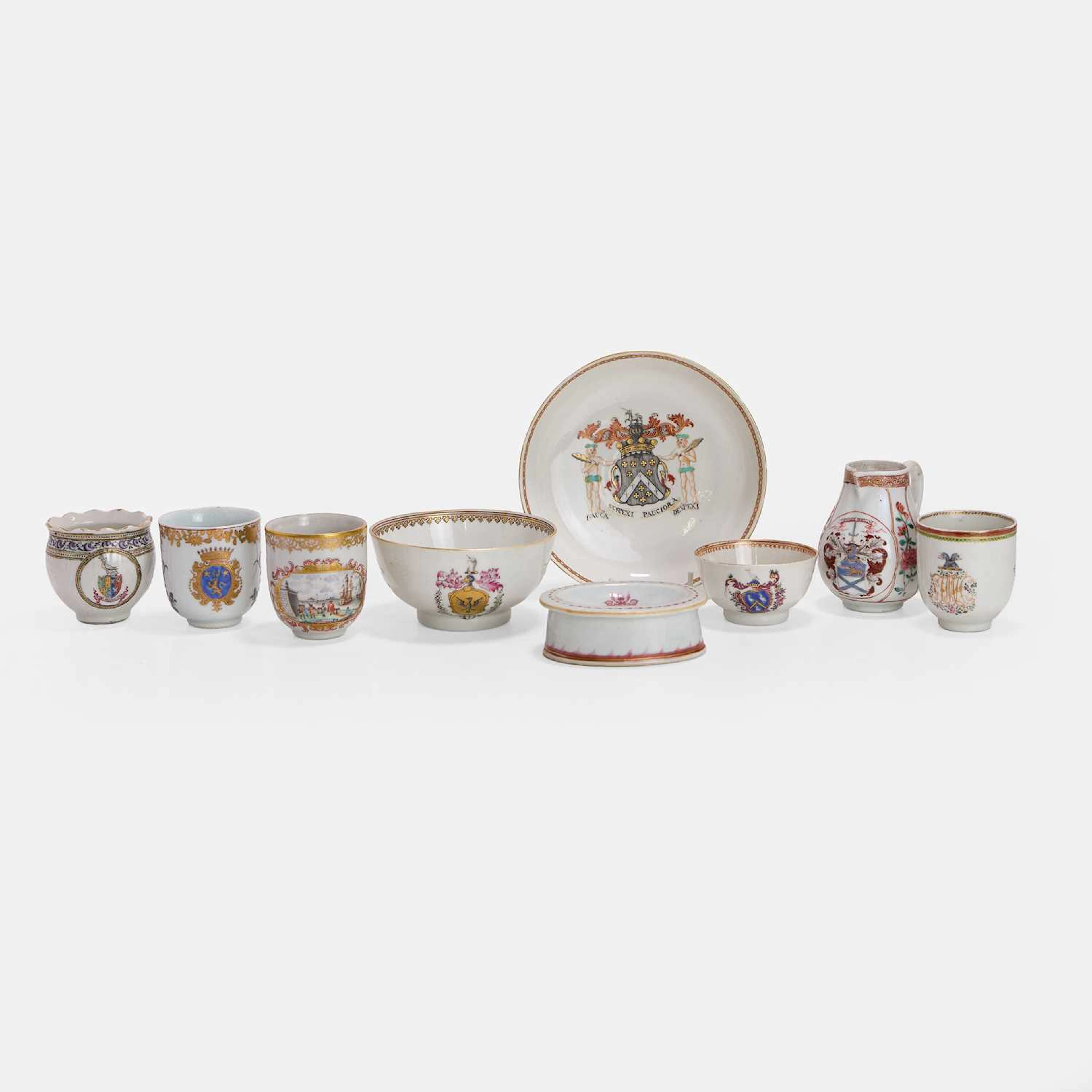 A collection of Chinese export famille rose armorial porcelain 18th century