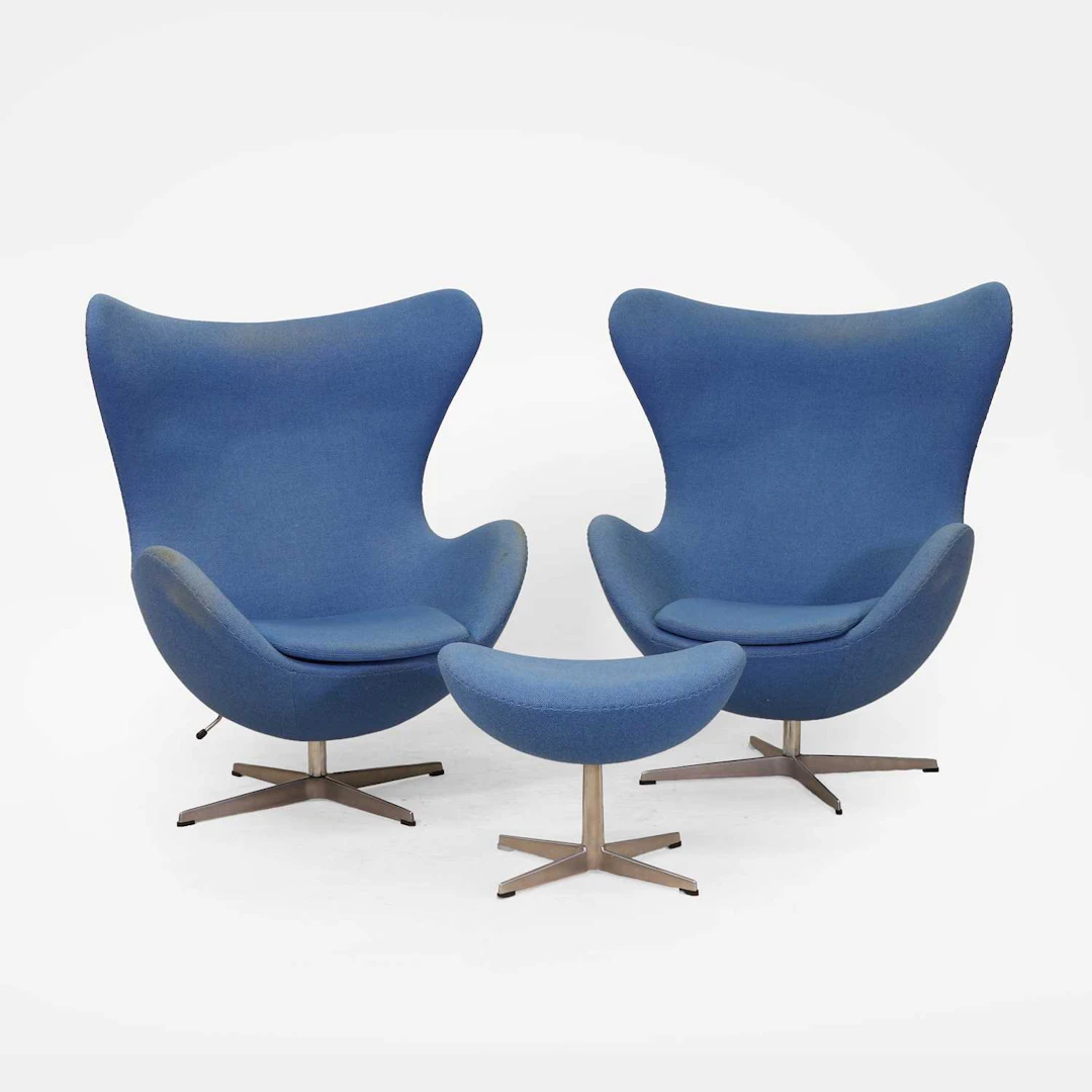 Arne Jacobsen (Danish, 1902-1971) for Fritz Hansen a pair of 'Egg'