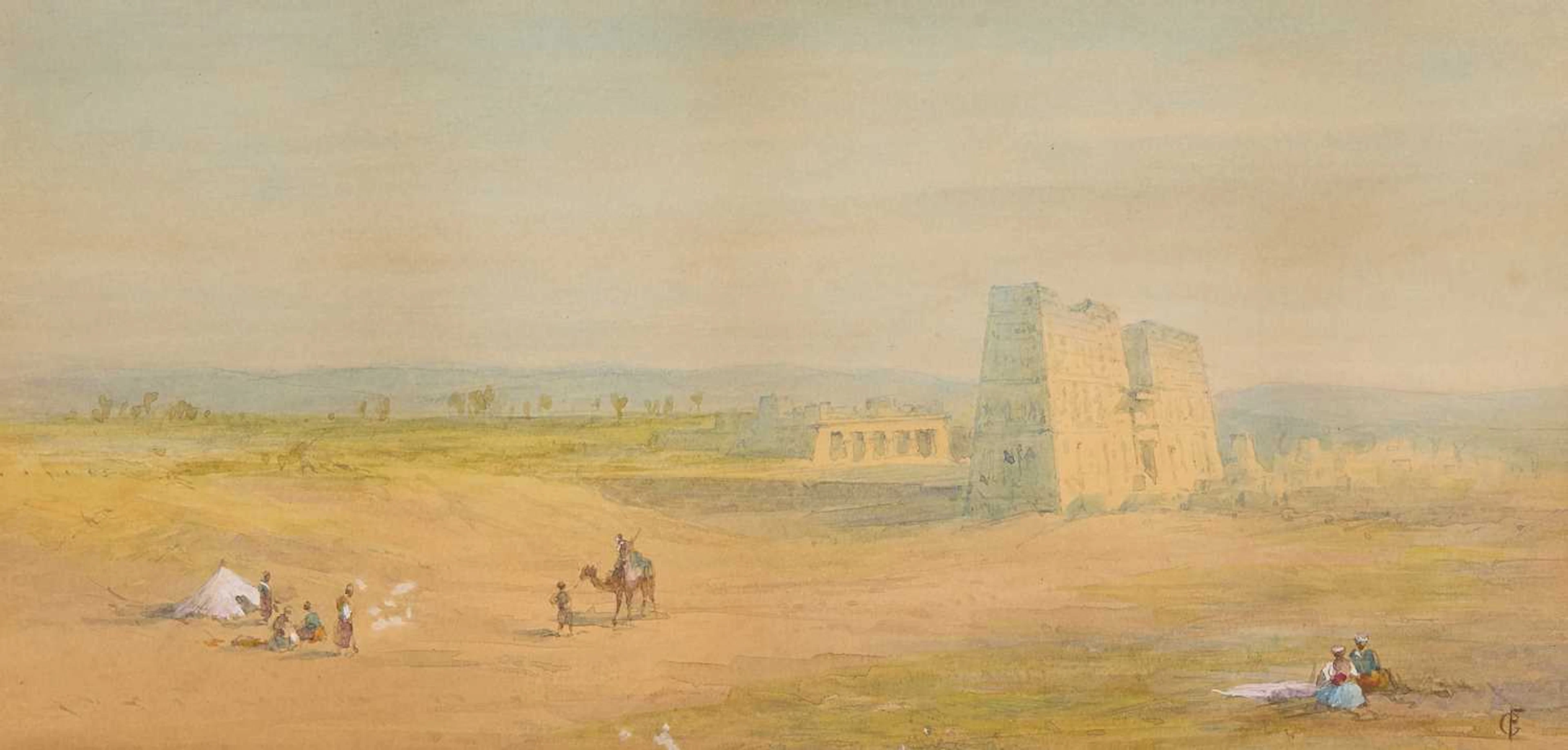 Frederick Goodall RA (British, 1822-1904) A view in Egypt with groups