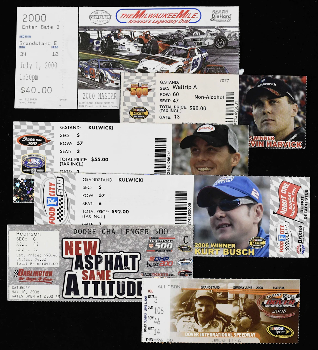 "Lot of (24) Kurt Busch and Kyle Busch NASCAR win ticket stubs (VG-NM)