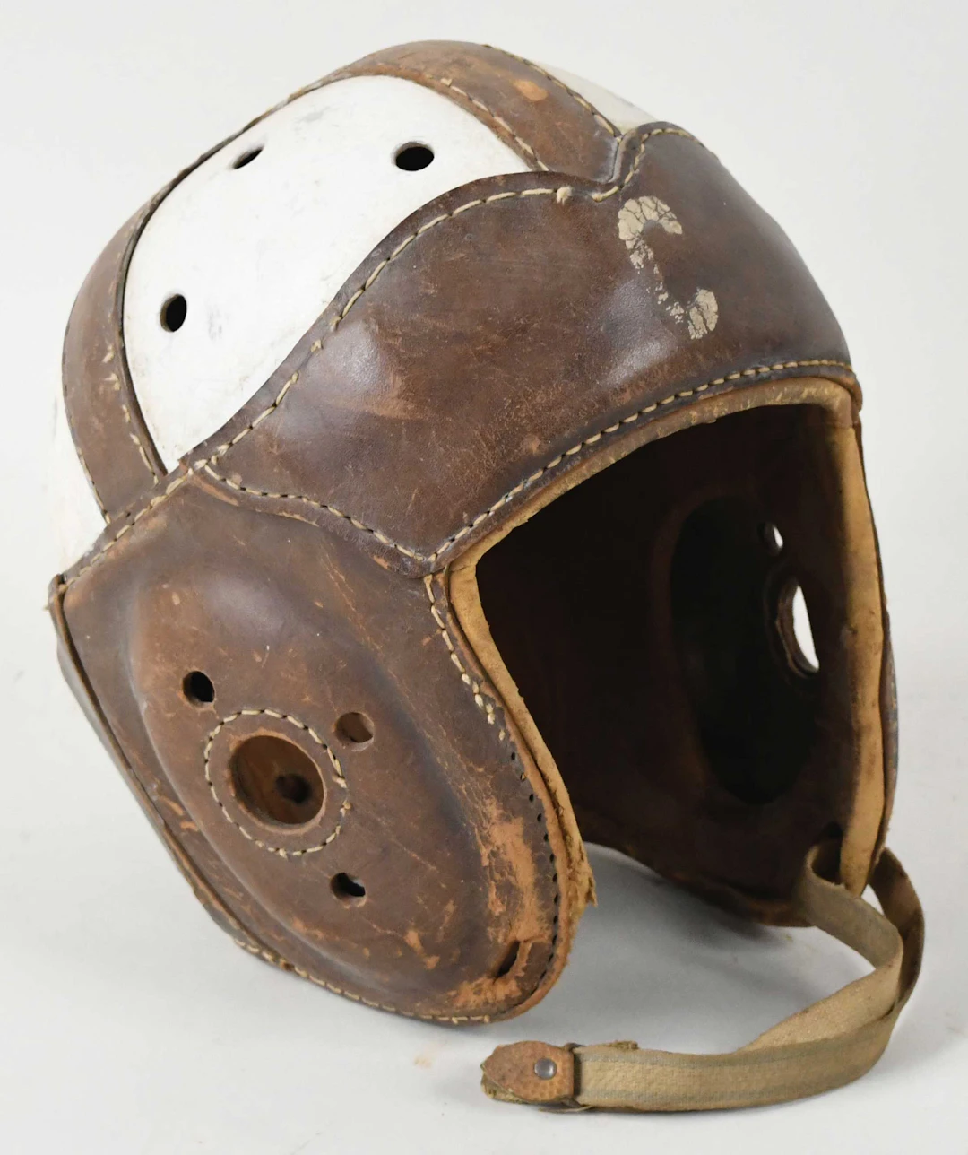 "Pearson vintage leather football helmet