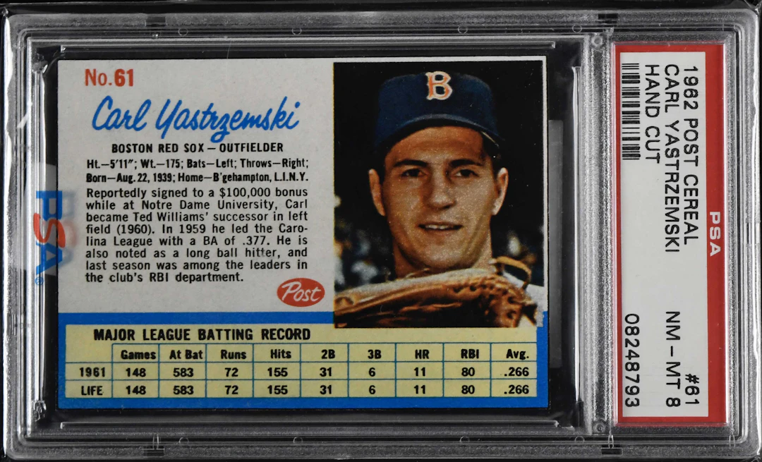 "1962 Post Cereal #61 Carl Yastrzemski (PSA 8 NM/MT...