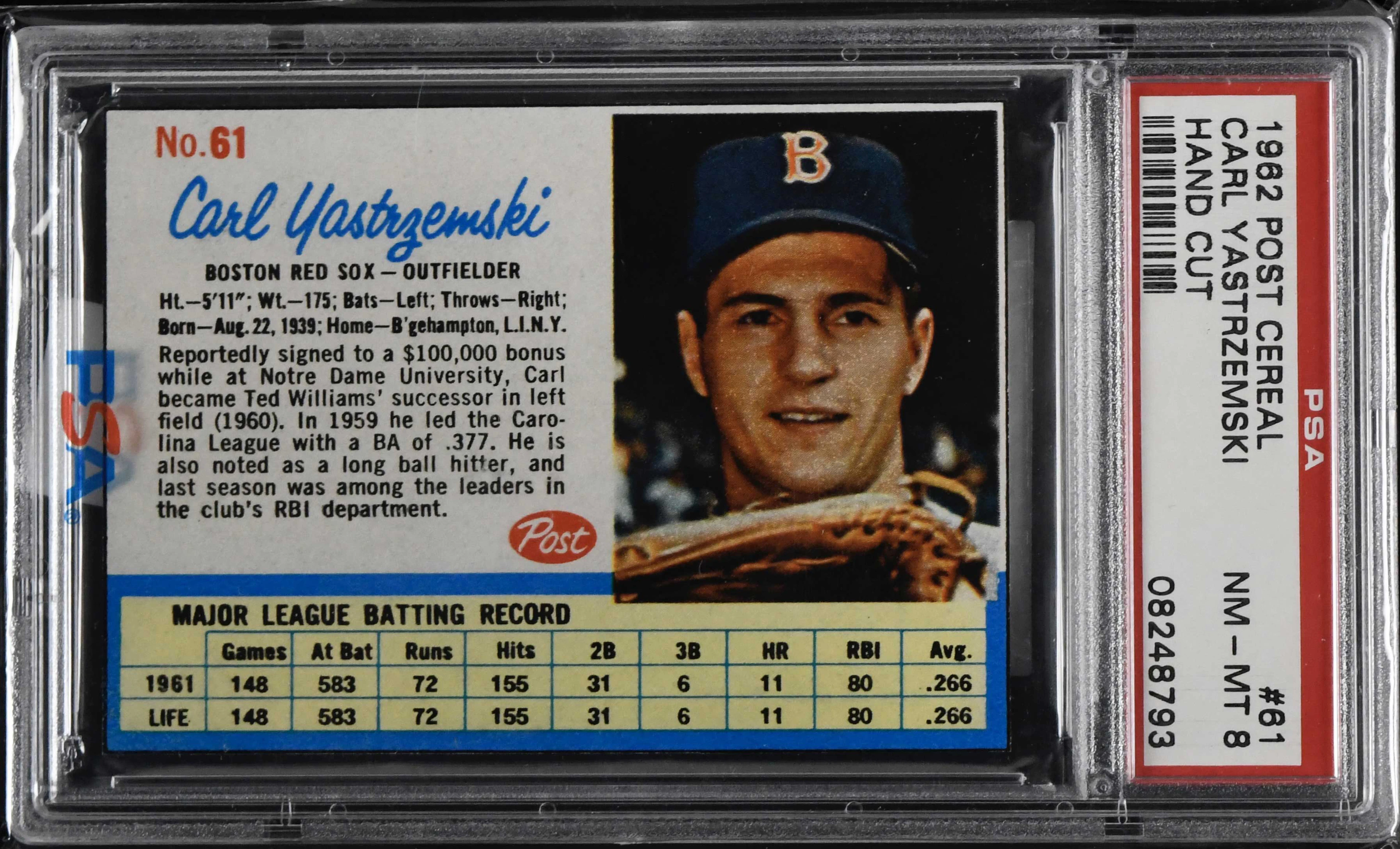 "1962 Post Cereal #61 Carl Yastrzemski (PSA 8 NM/MT...