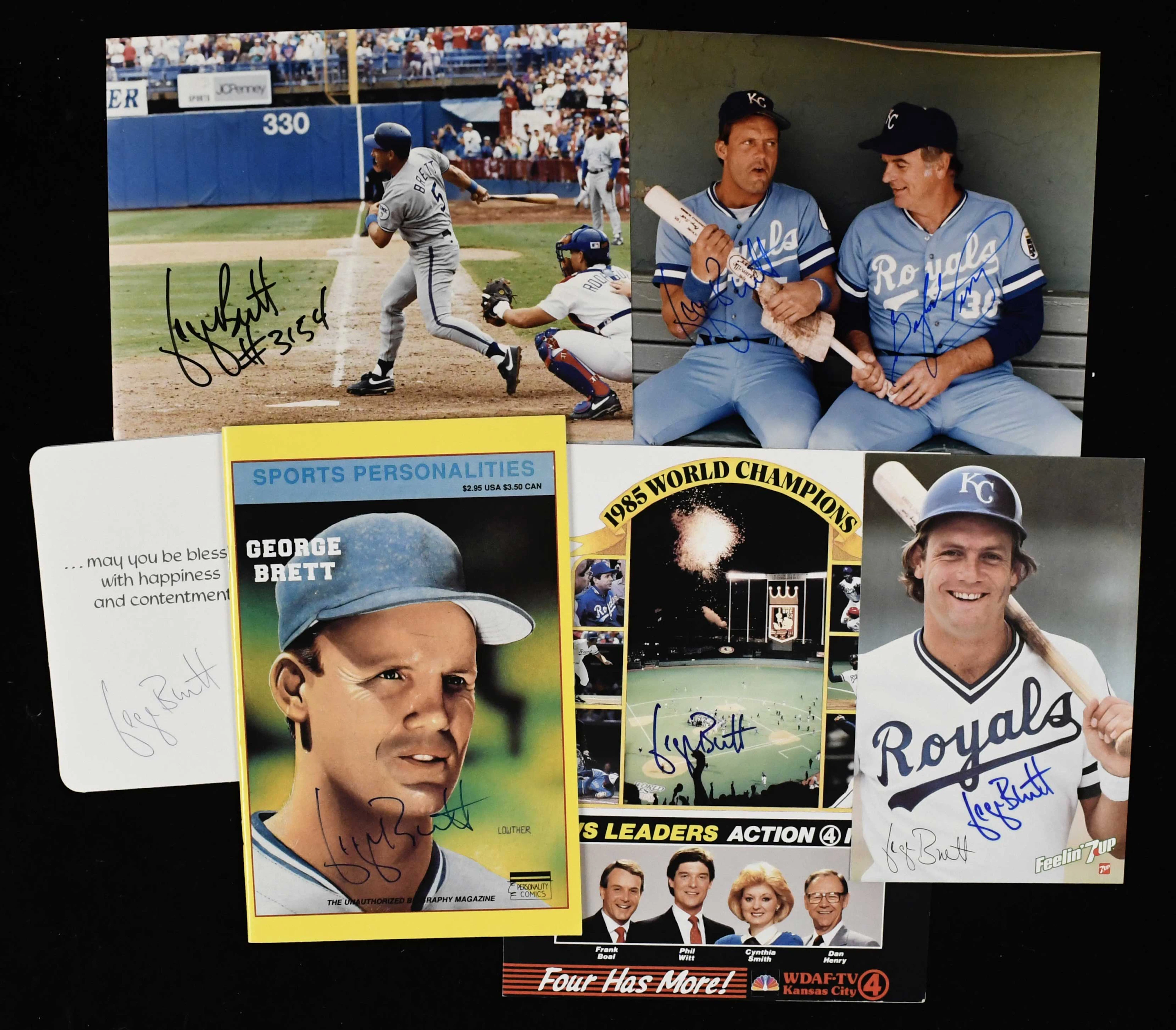 "Lot of (6) George Brett autographed pieces (EX-NM)...