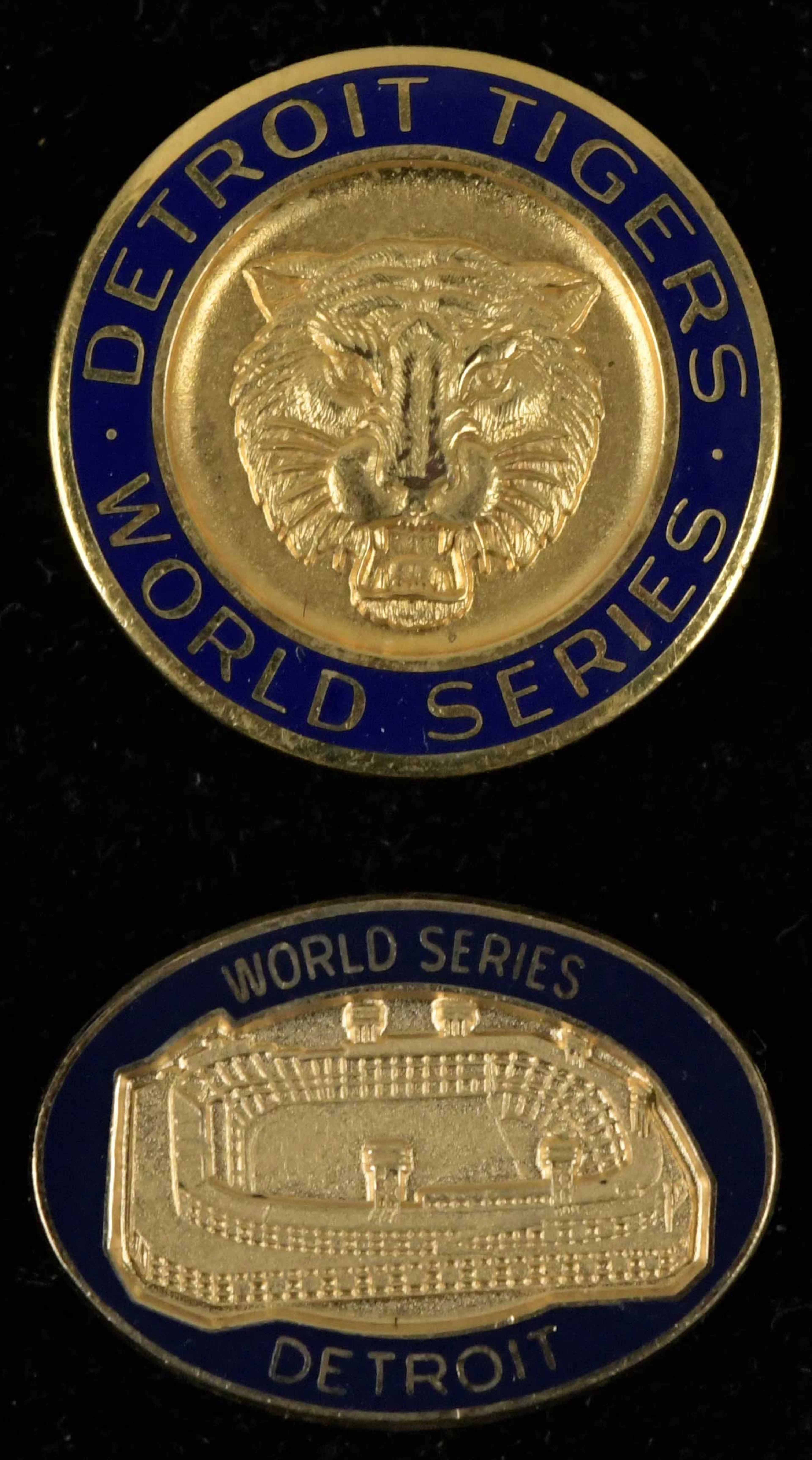 Detroit Tigers 1968 and 1984 World Series press pins (NM-NM/MT)
