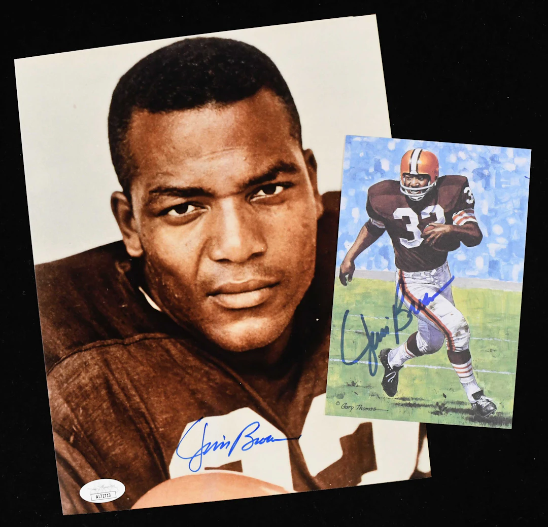 "Jim Brown signed 8""x10"" photograph and signed Goal...