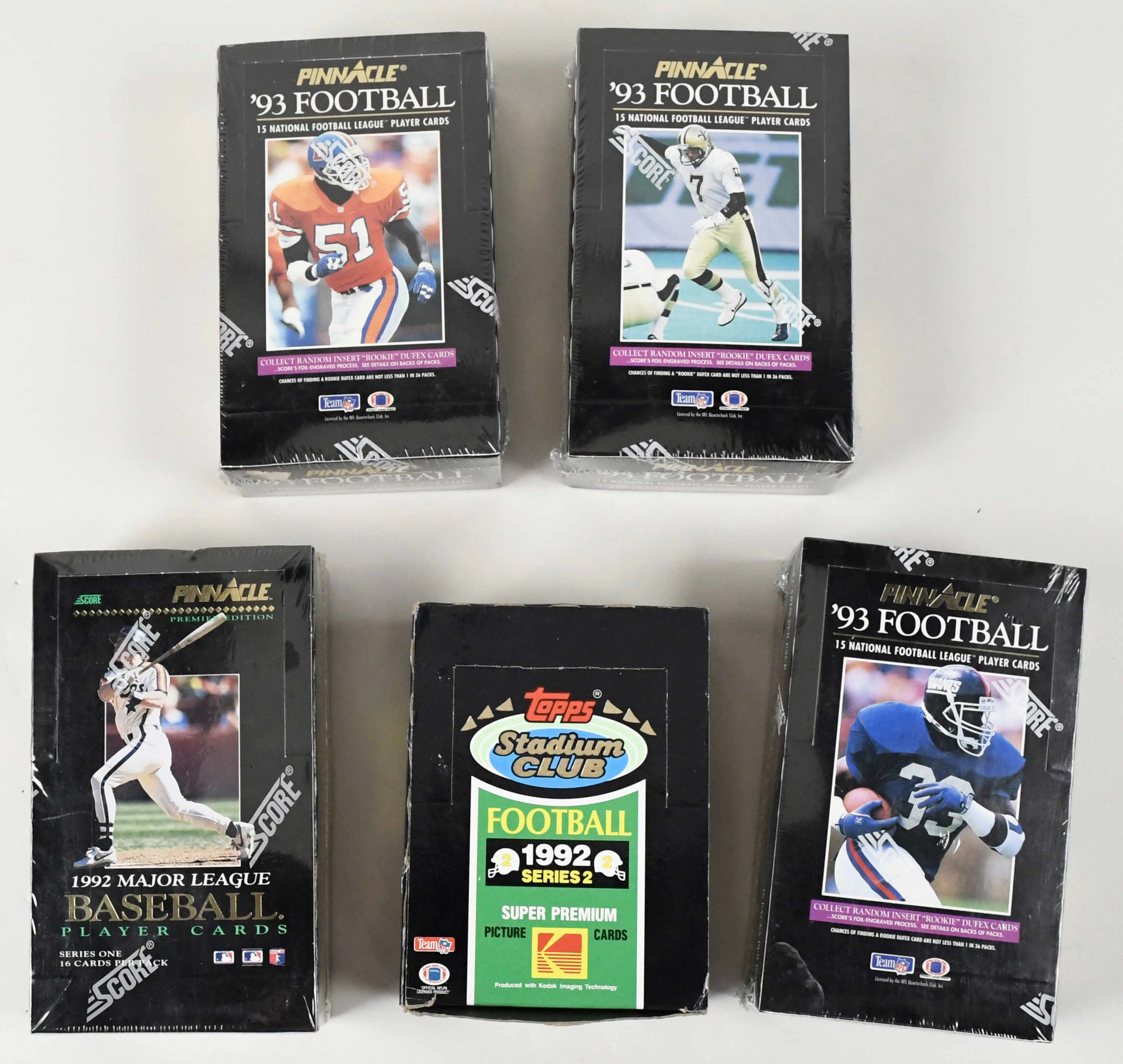 Lot of (5) 1992-1993 baseball and football hobby boxes (NM-NM/MT)