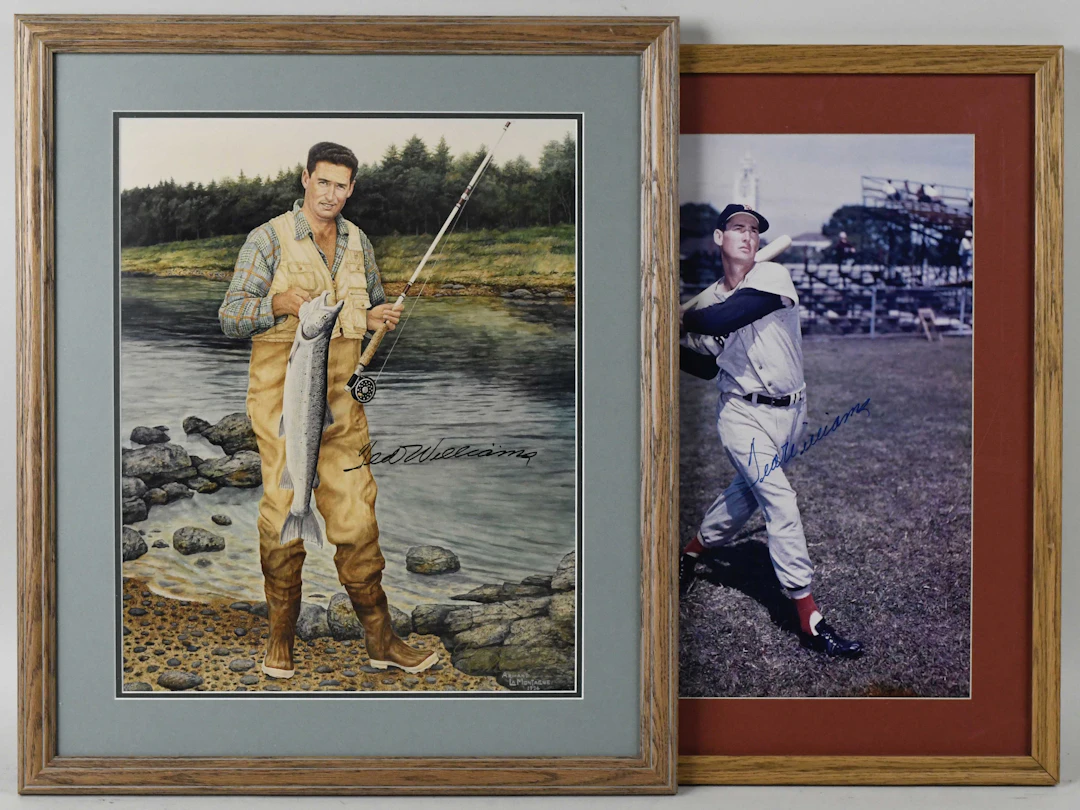 "Lot of (2) Ted Williams framed and autographed display pieces (Sigs