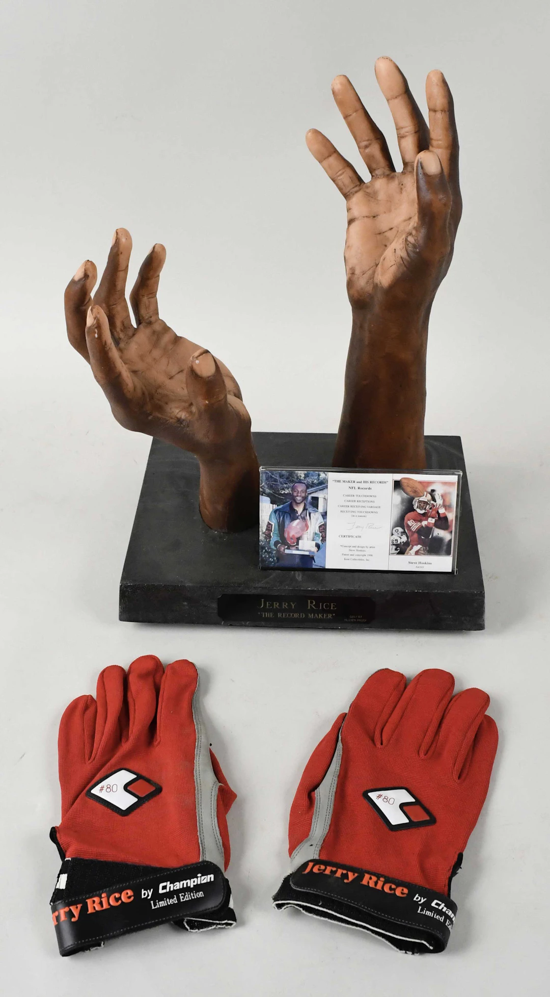 "Jerry Rice limited edition wax hands sculpture