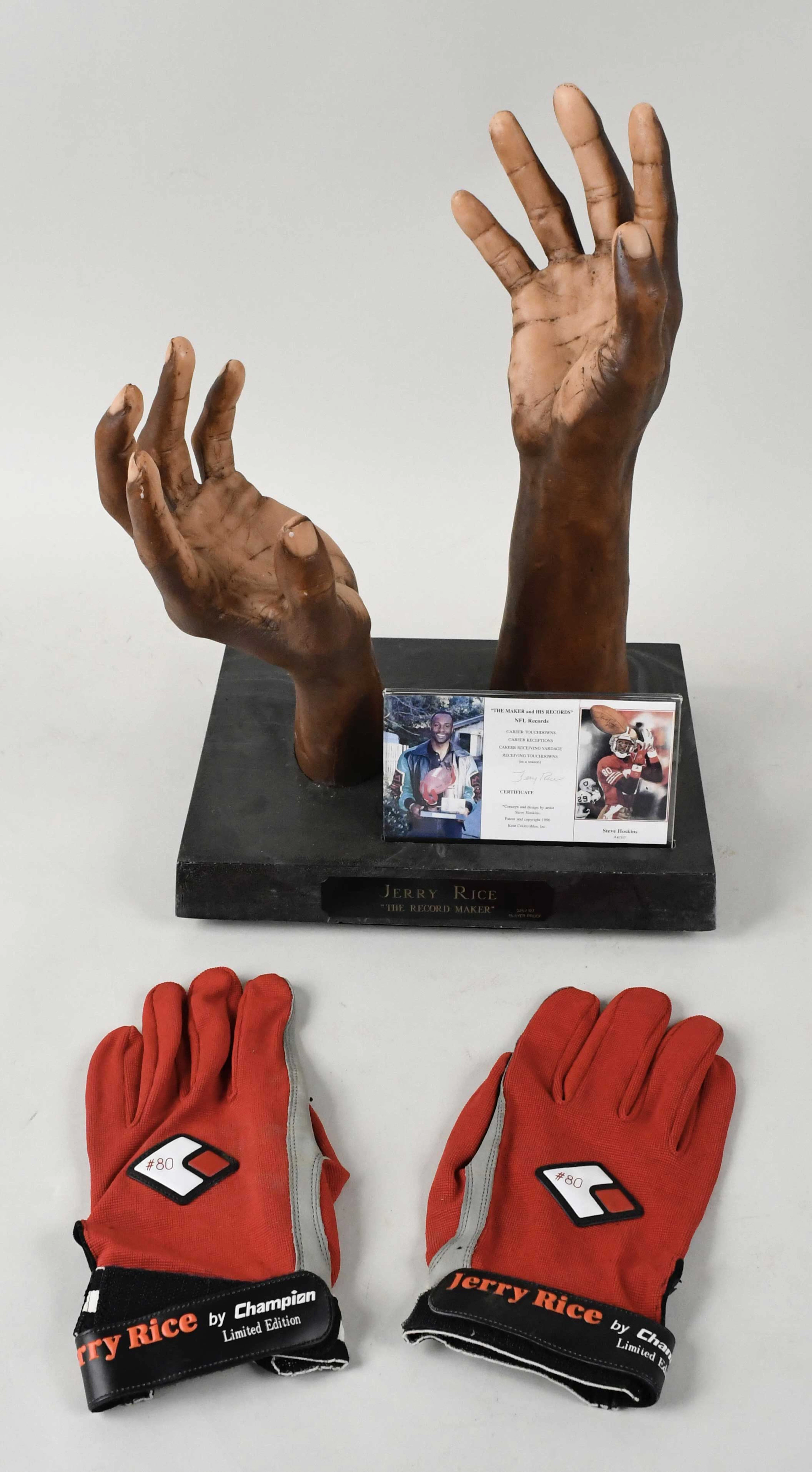 "Jerry Rice limited edition wax hands sculpture