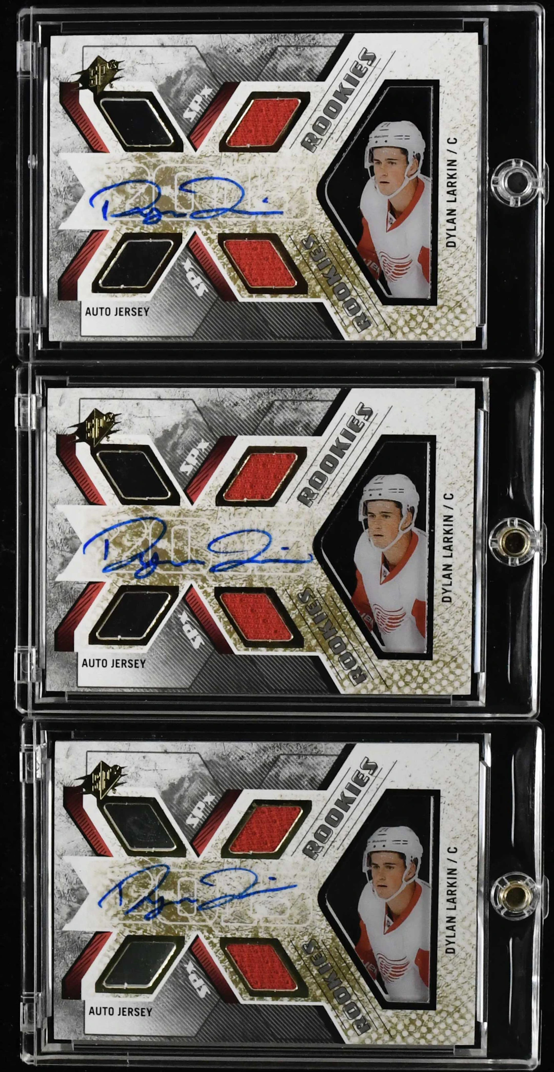 "Lot of (3) Dylan Larkin signed 2015-16 Upper Deck SPx...
