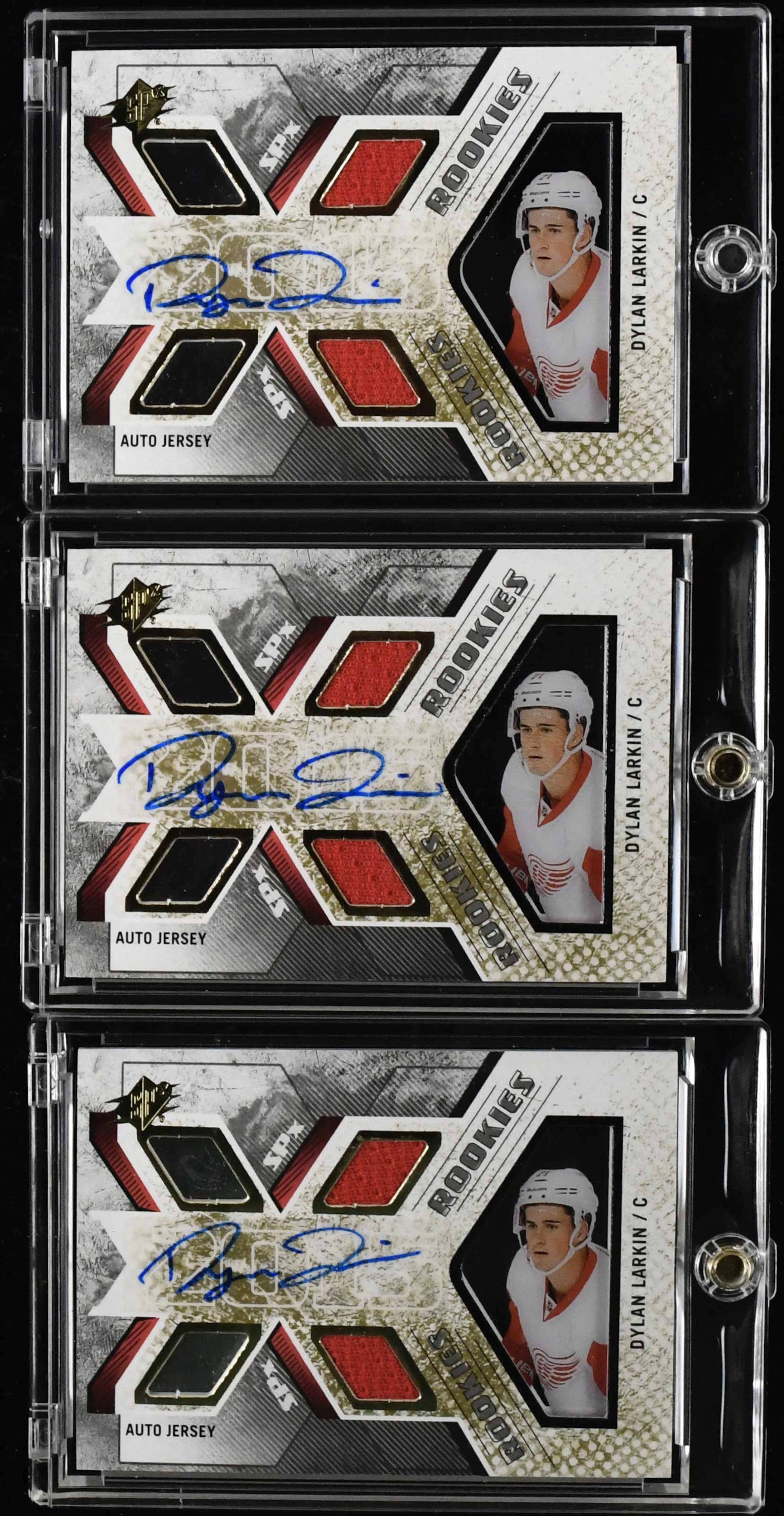 "Lot of (3) Dylan Larkin signed 2015-16 Upper Deck SPx...