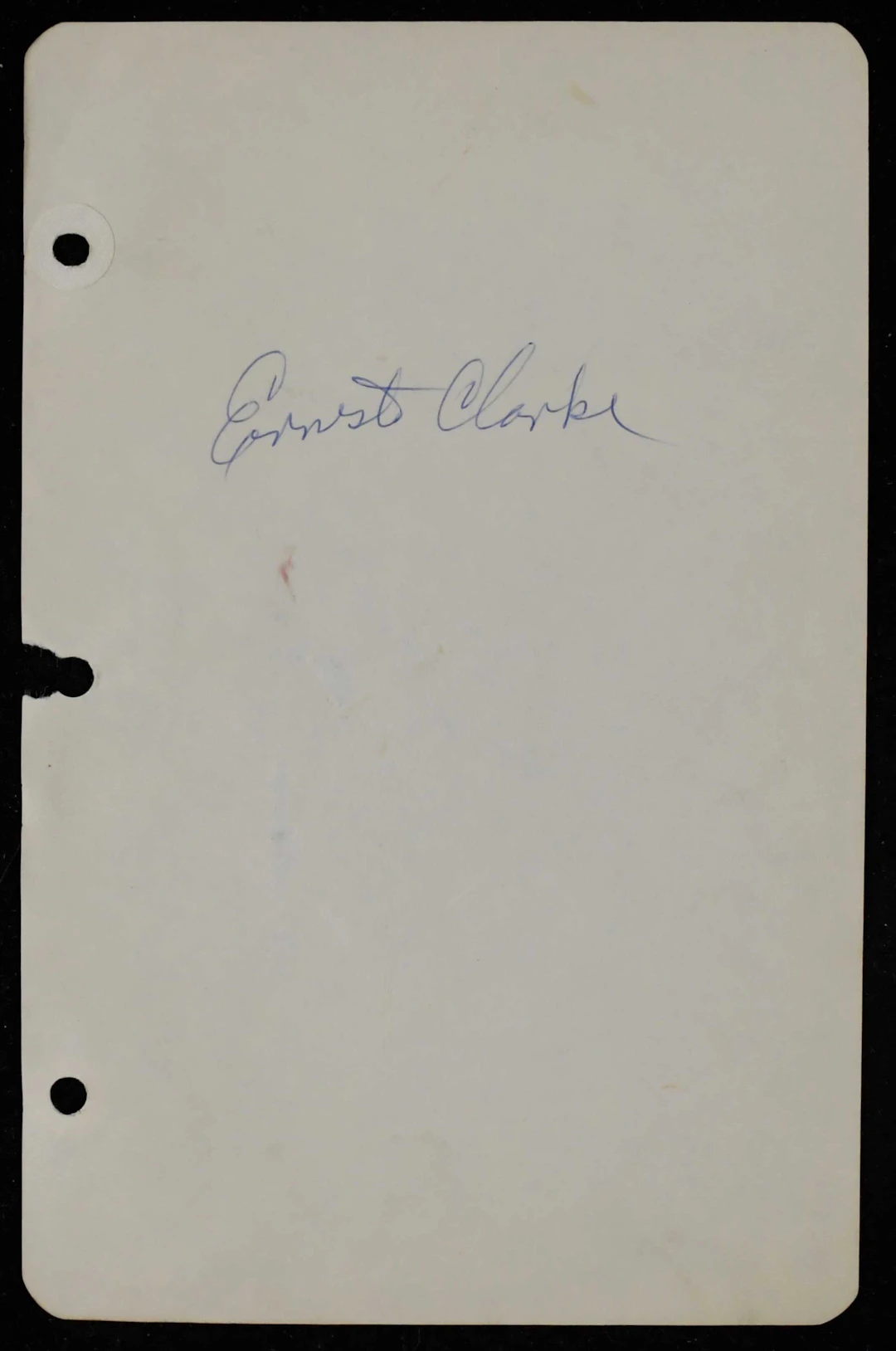 "Ernesto (Webbo) Clarke signed album page - d.1970 age 42 (EX/MT)
