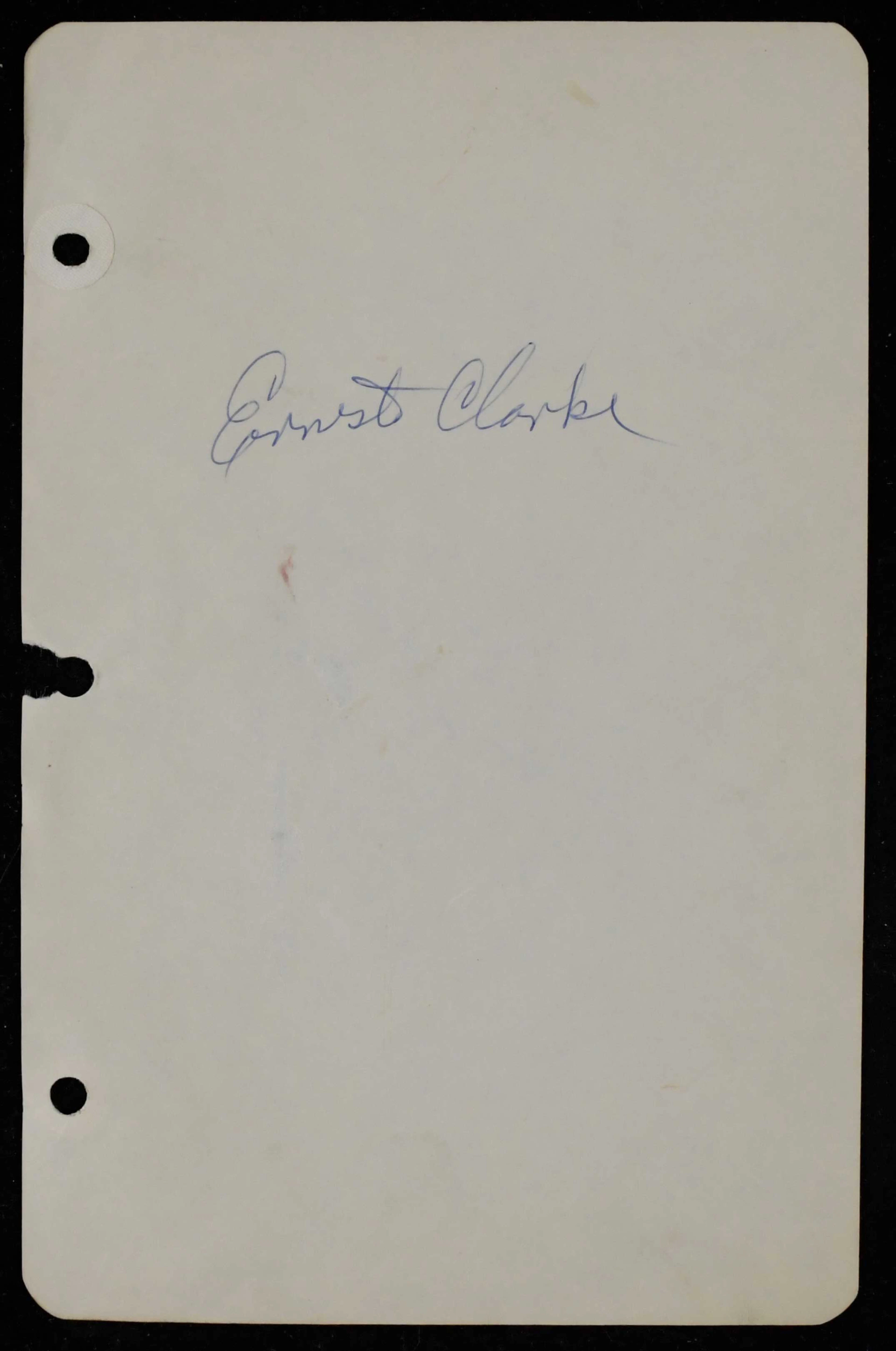 "Ernesto (Webbo) Clarke signed album page - d.1970 age 42 (EX/MT)