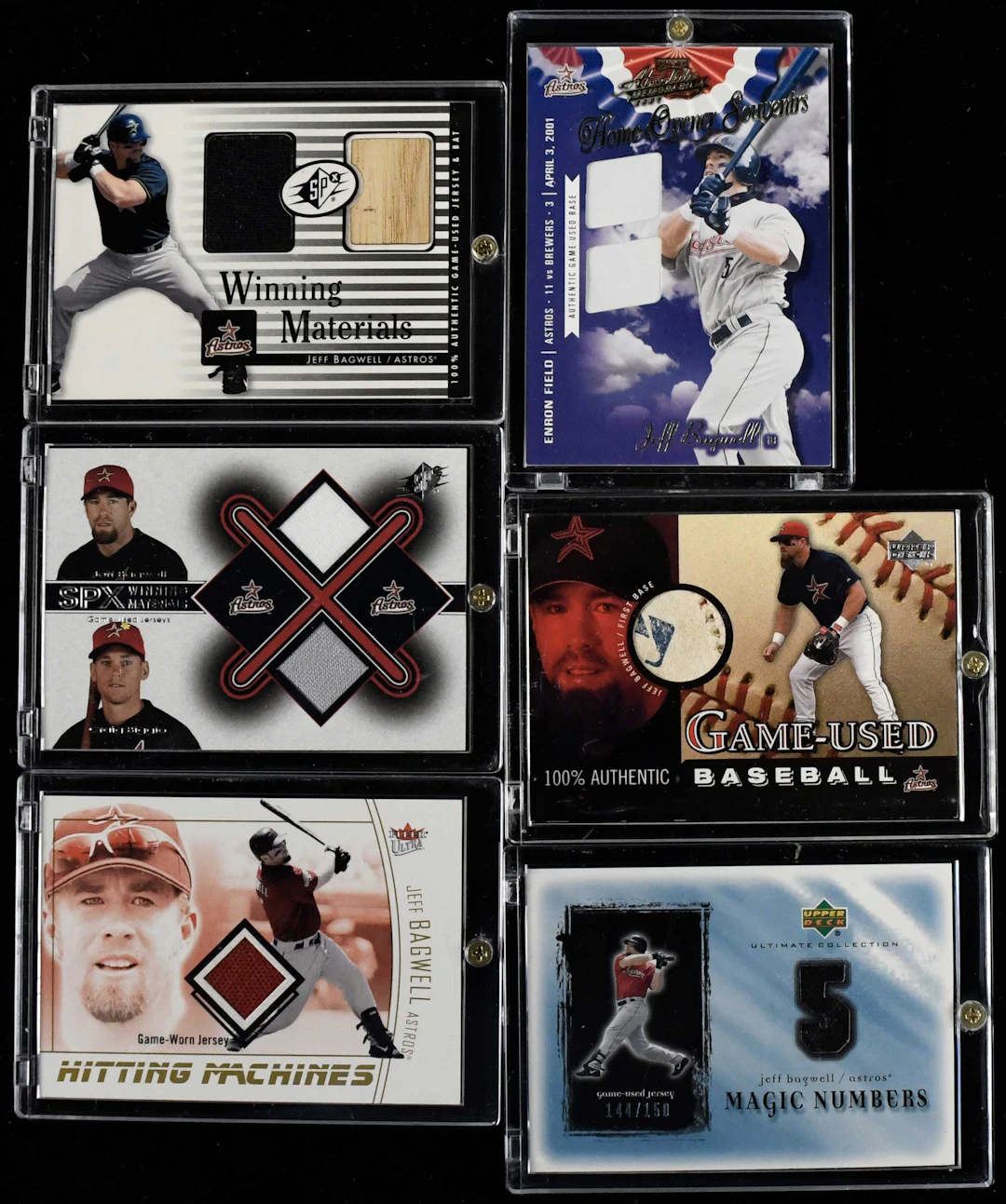 "Lot of (33) Jeff Bagwell game used relic swatch insert cards (NM-NM/MT overall)