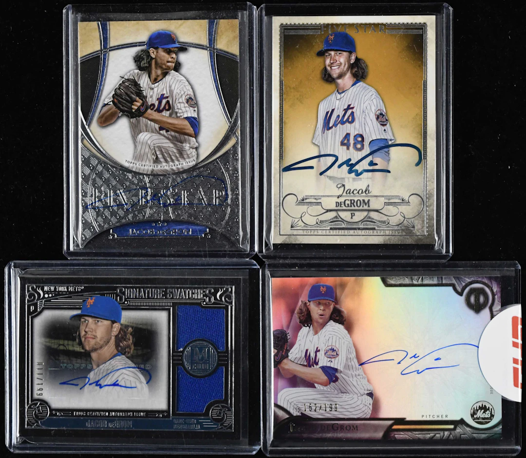 "Lot of (4) Jacob deGrom signed insert cards (NM-NM/MT)