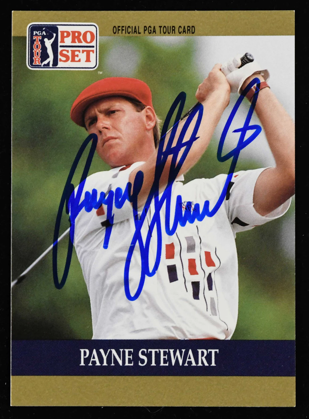 Payne Stewart signed 1990 Pro Set golf card - JSA (NM)