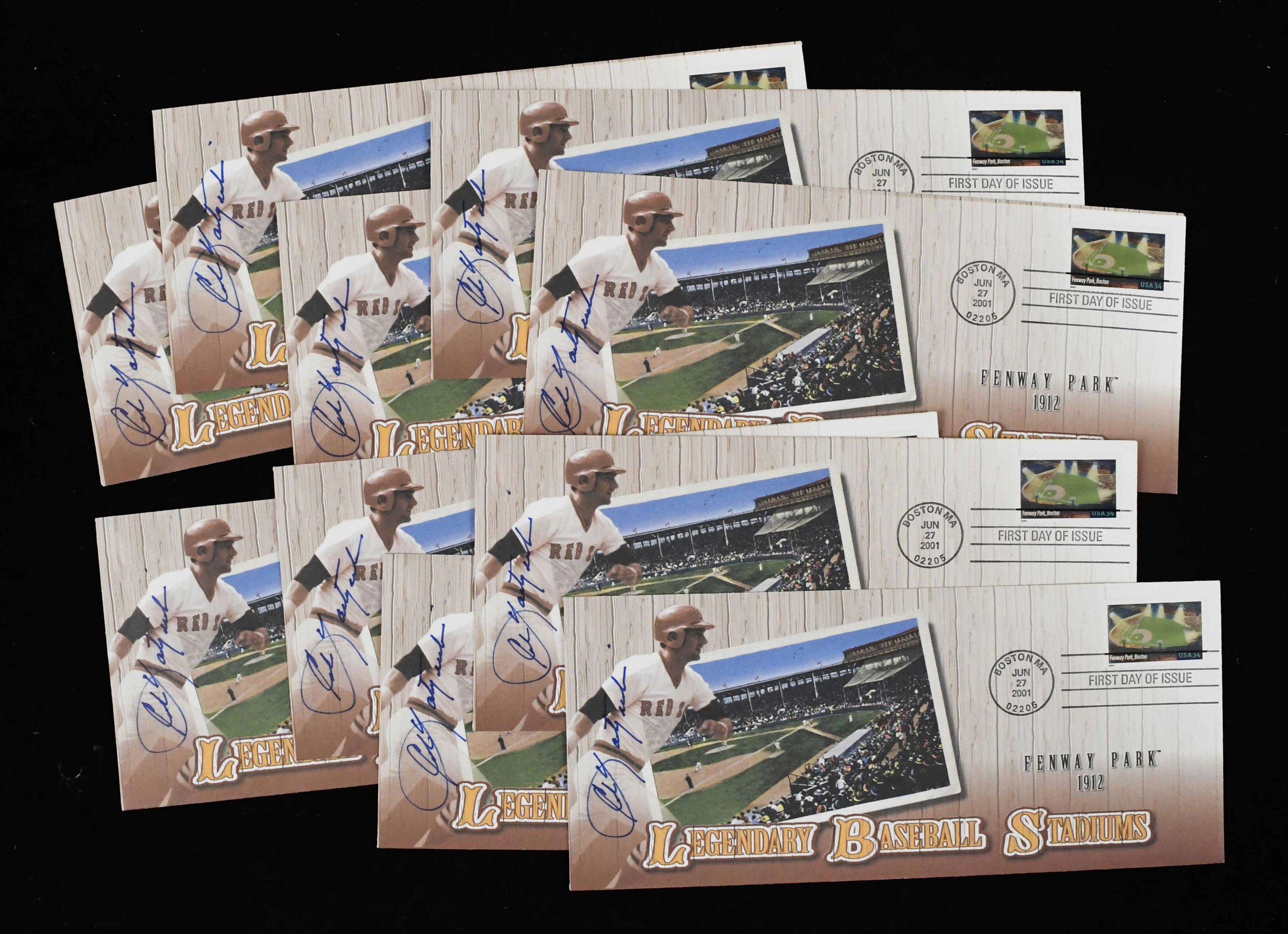 Lot of (10) Carl Yastrzemski autographed Fenway Park...