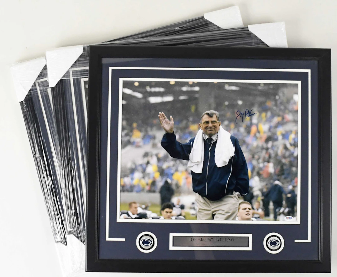 "Large Joe Paterno framed and autographed photo with PSA/DNA sticker (Sig