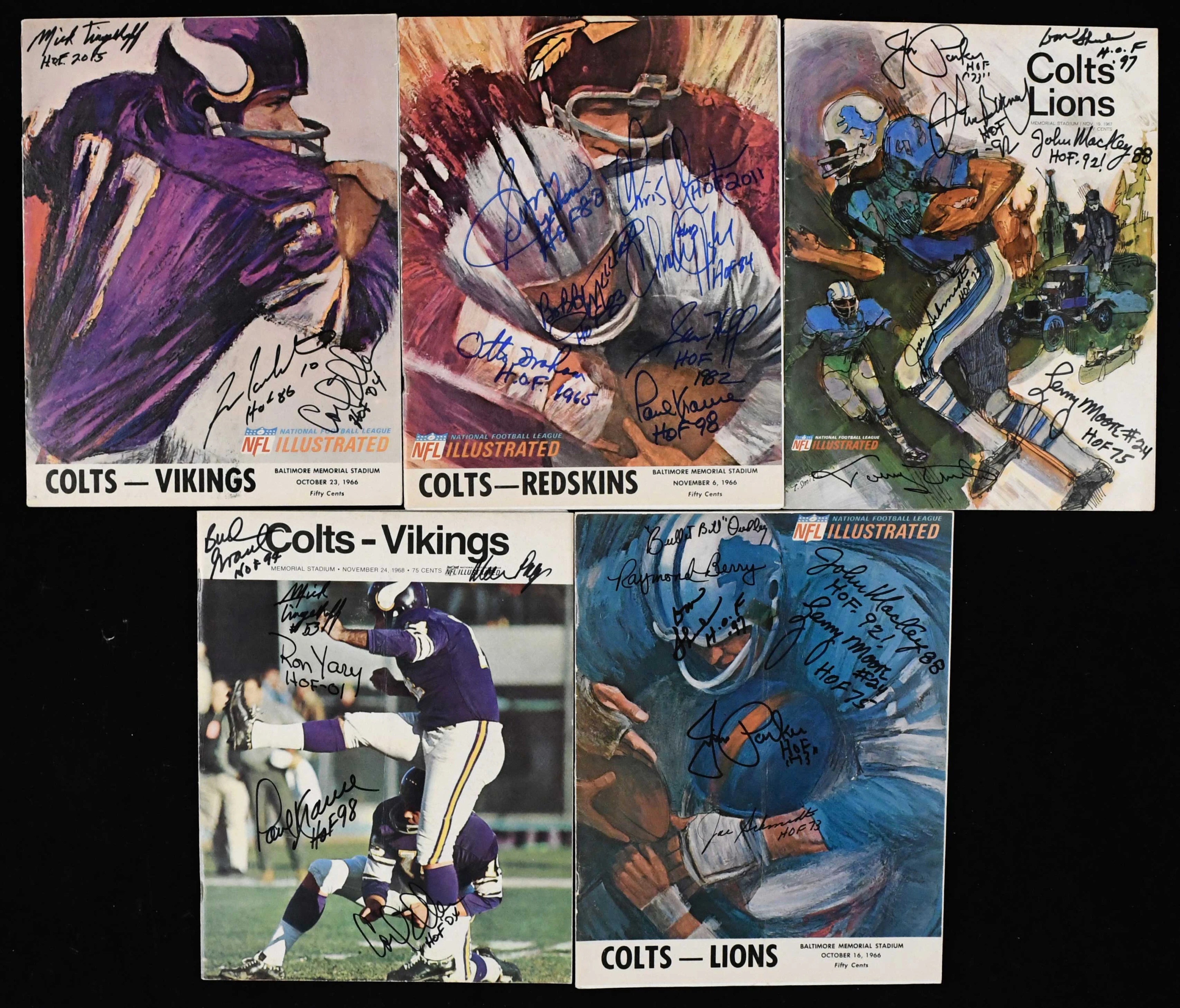 "Lot of (5) multi-signed FB programs & publications with HOFers