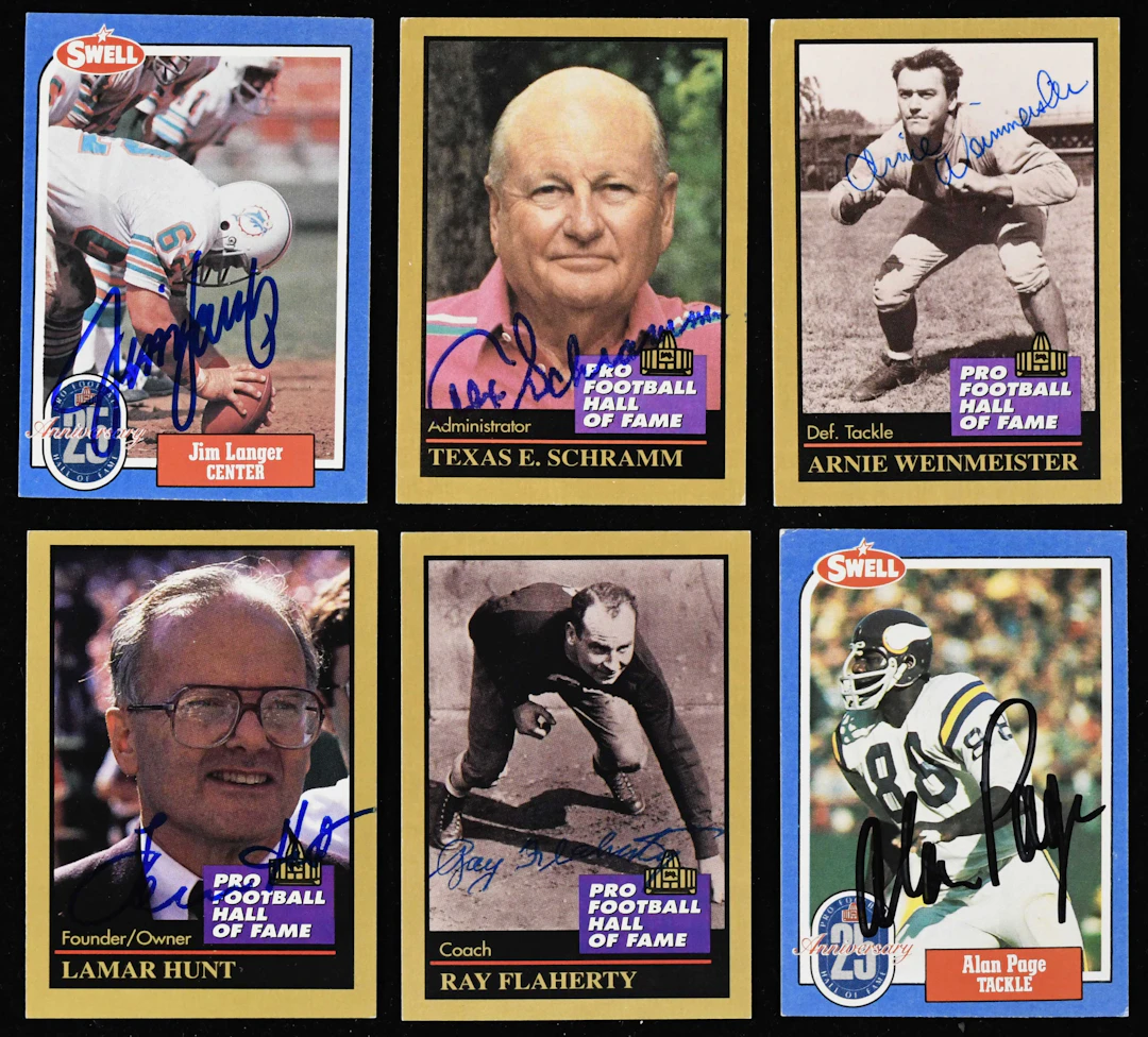 "Lot of (22) Football Hall of Famer autographed trading...