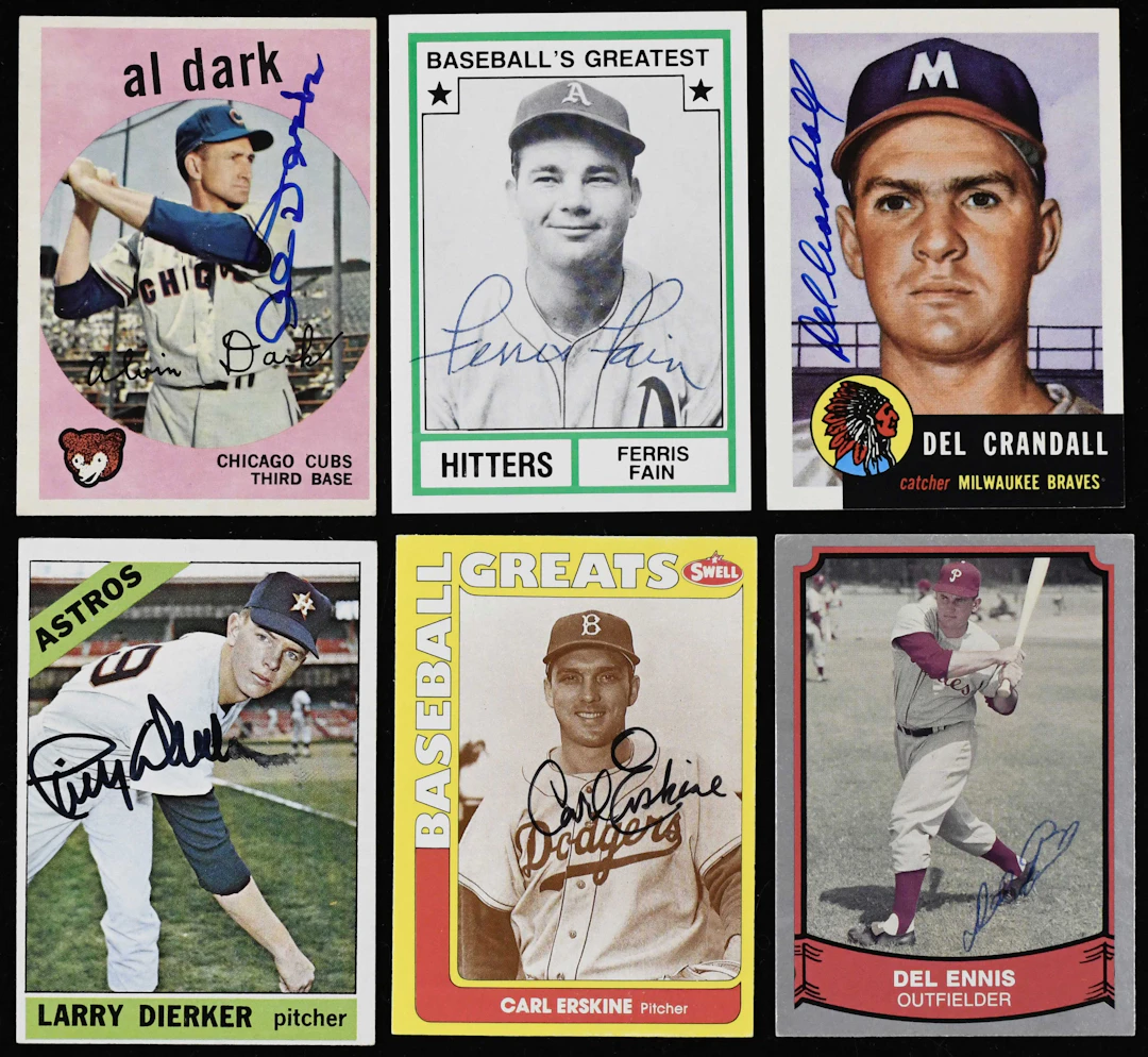 "Lot of (103) signed baseball cards from 1958 into the 1990s (GD-NM/MT)