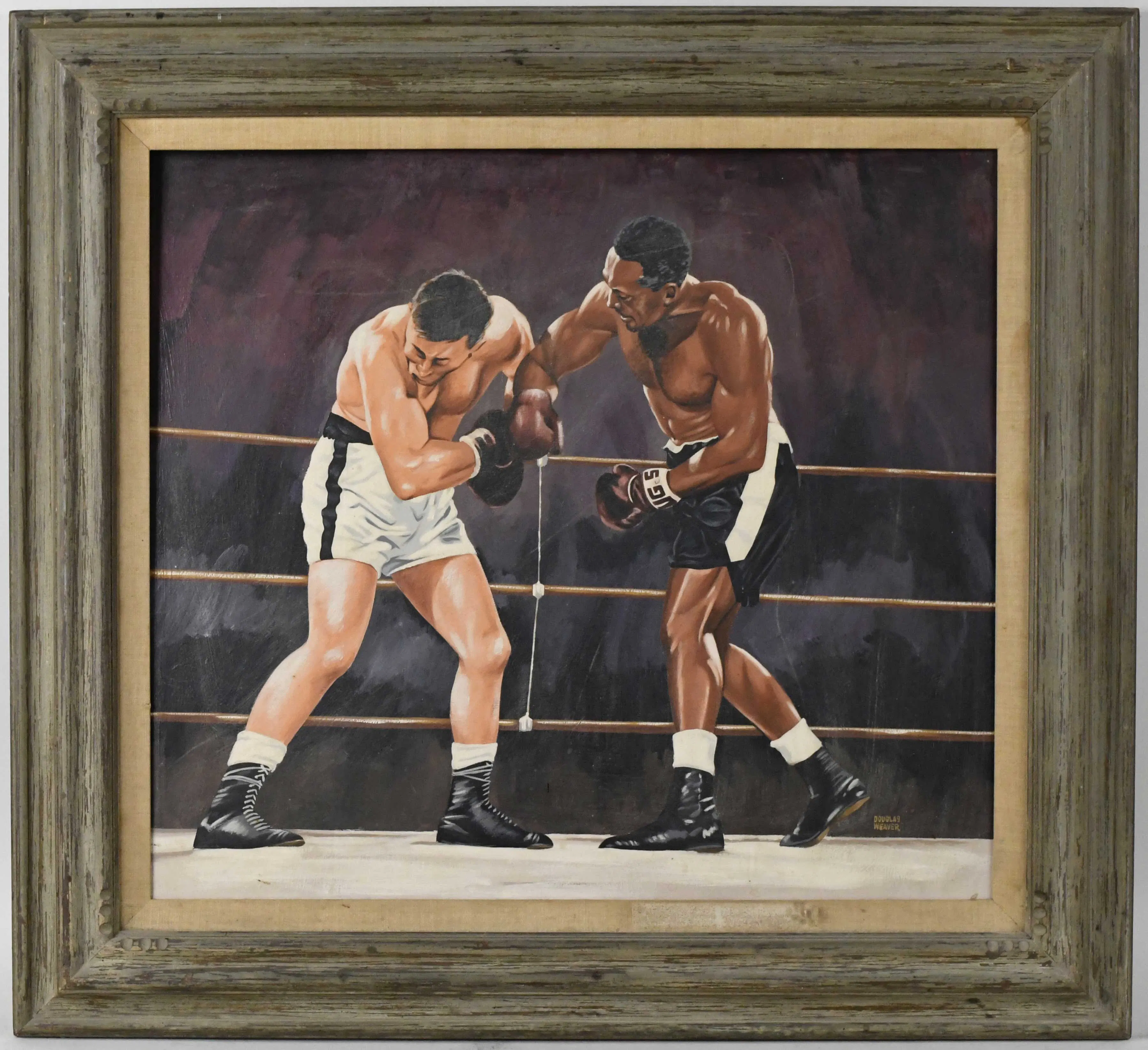 "Large boxing painting signed by artist Douglas Weaver (EX/MT)