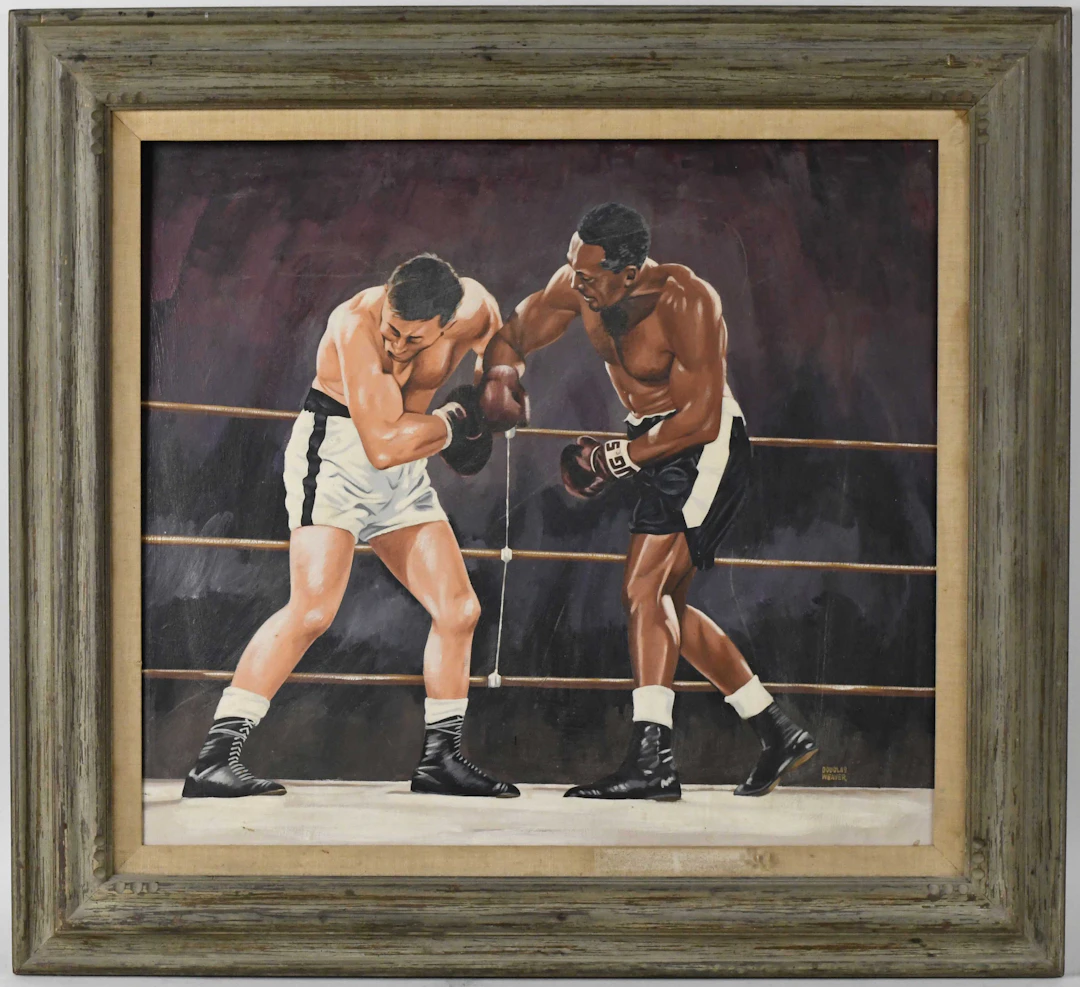 "Large boxing painting signed by artist Douglas Weaver (EX/MT)