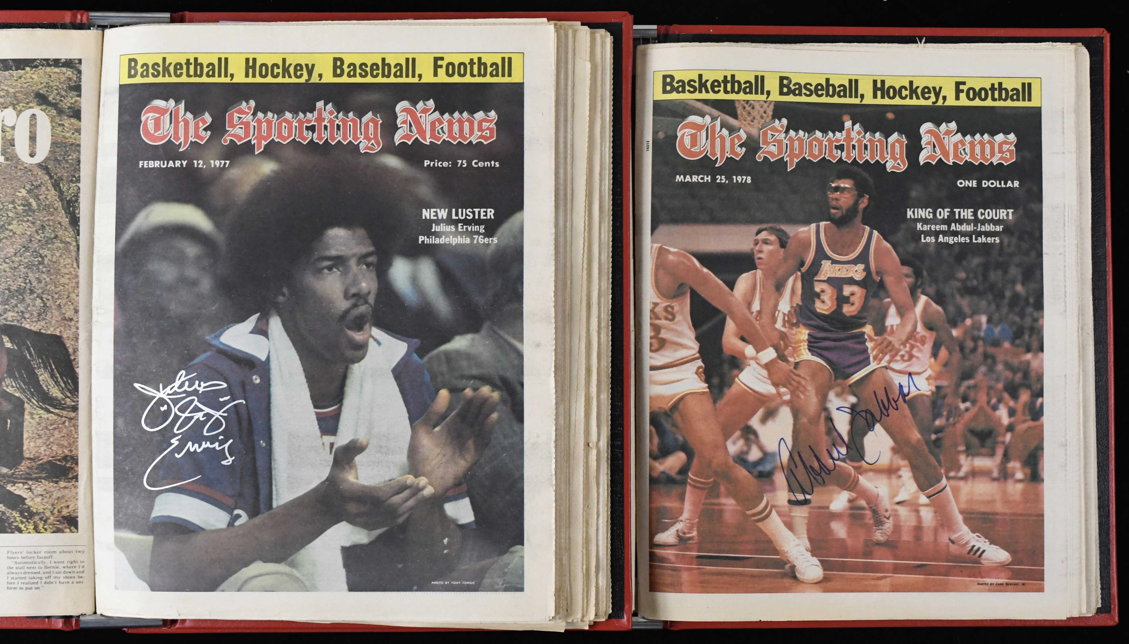 "Lot of (16) 1970s Sporting News autographed bound newspapers with Abdul-Jabbar