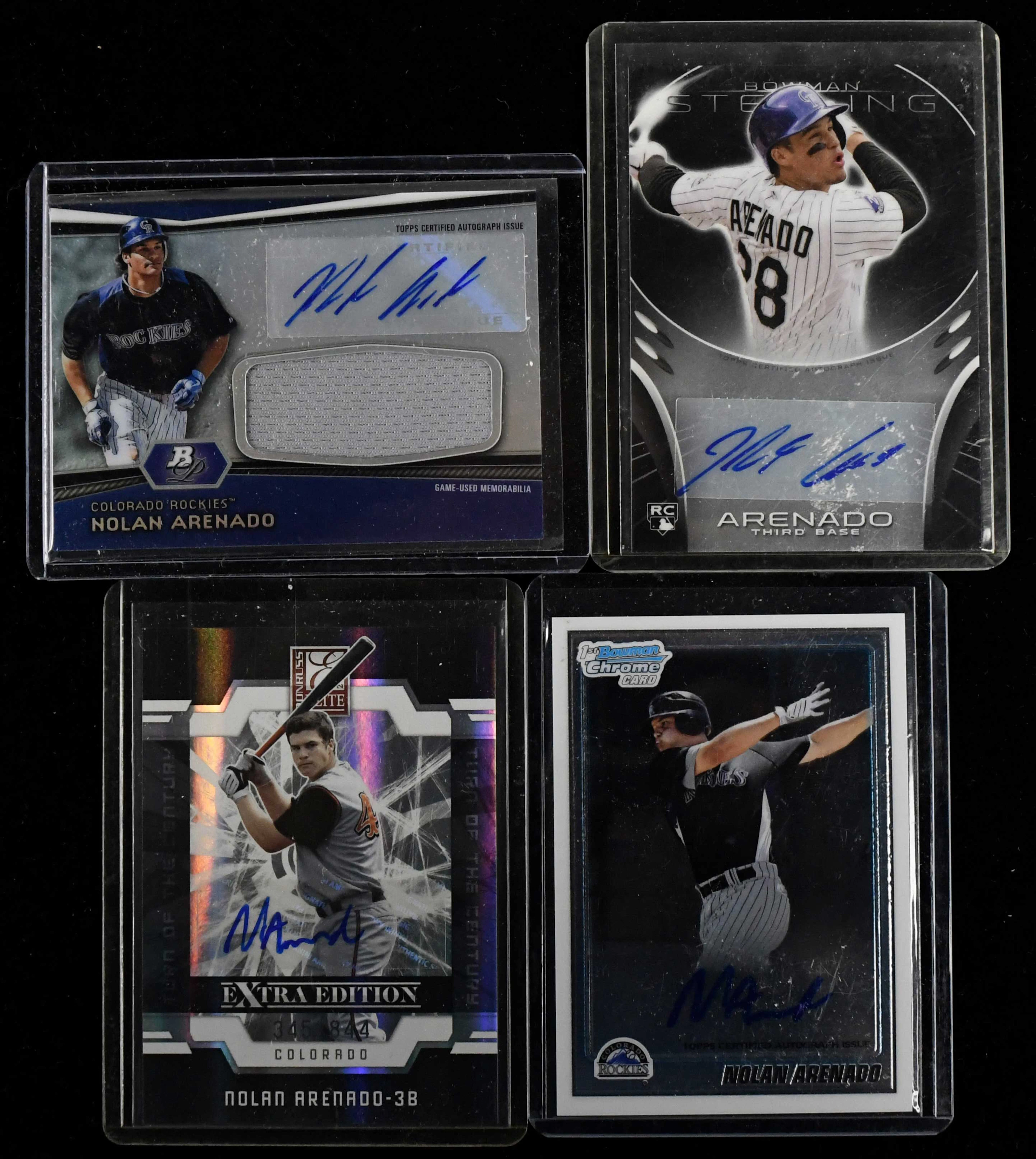 "Lot of (4) Nolan Arenado signed insert cards including rookies (NM-NM/MT)