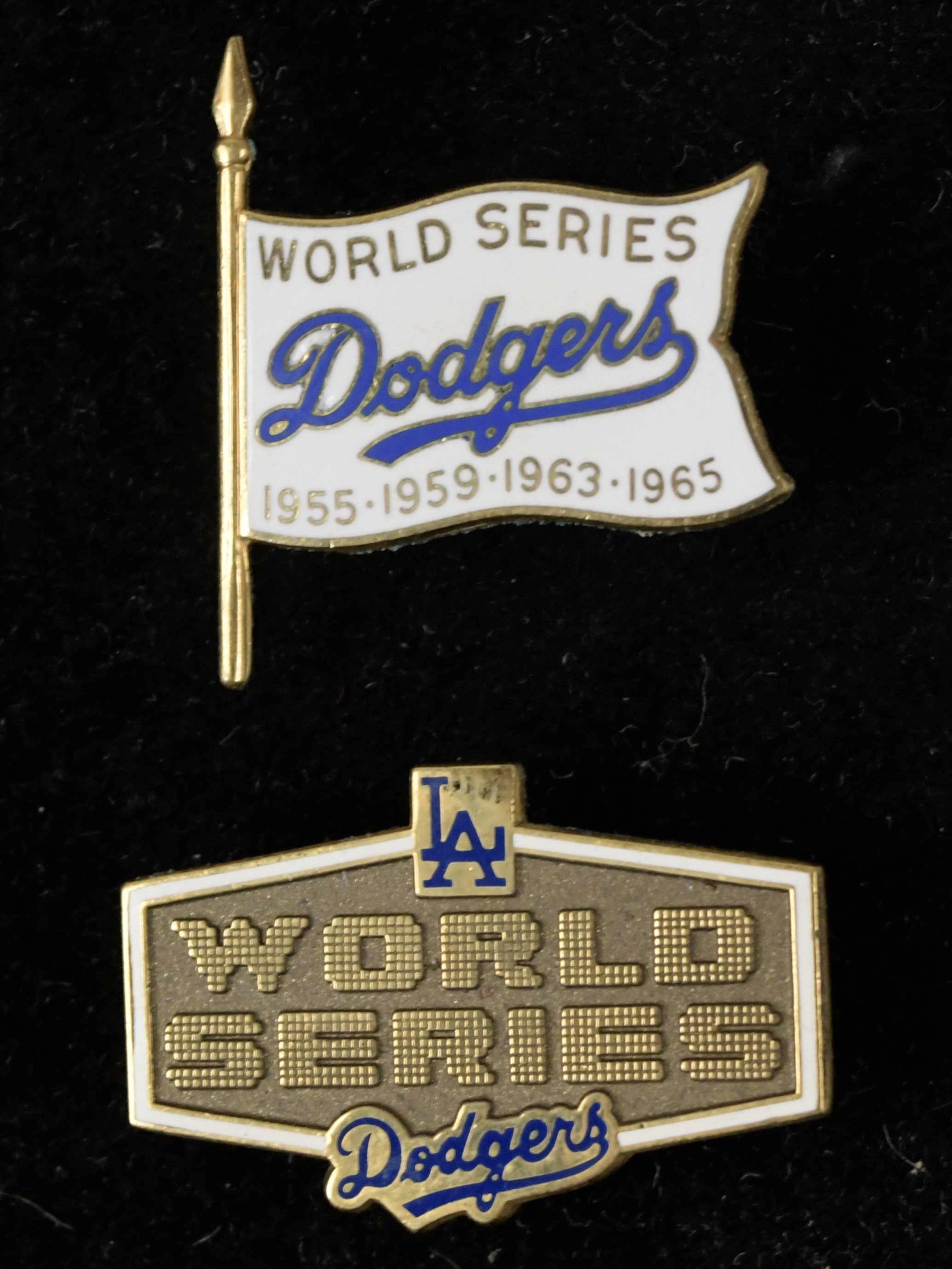 Los Angeles Dodgers 1966 and 1978 World Series press pins (EX/MT-NM/MT)
