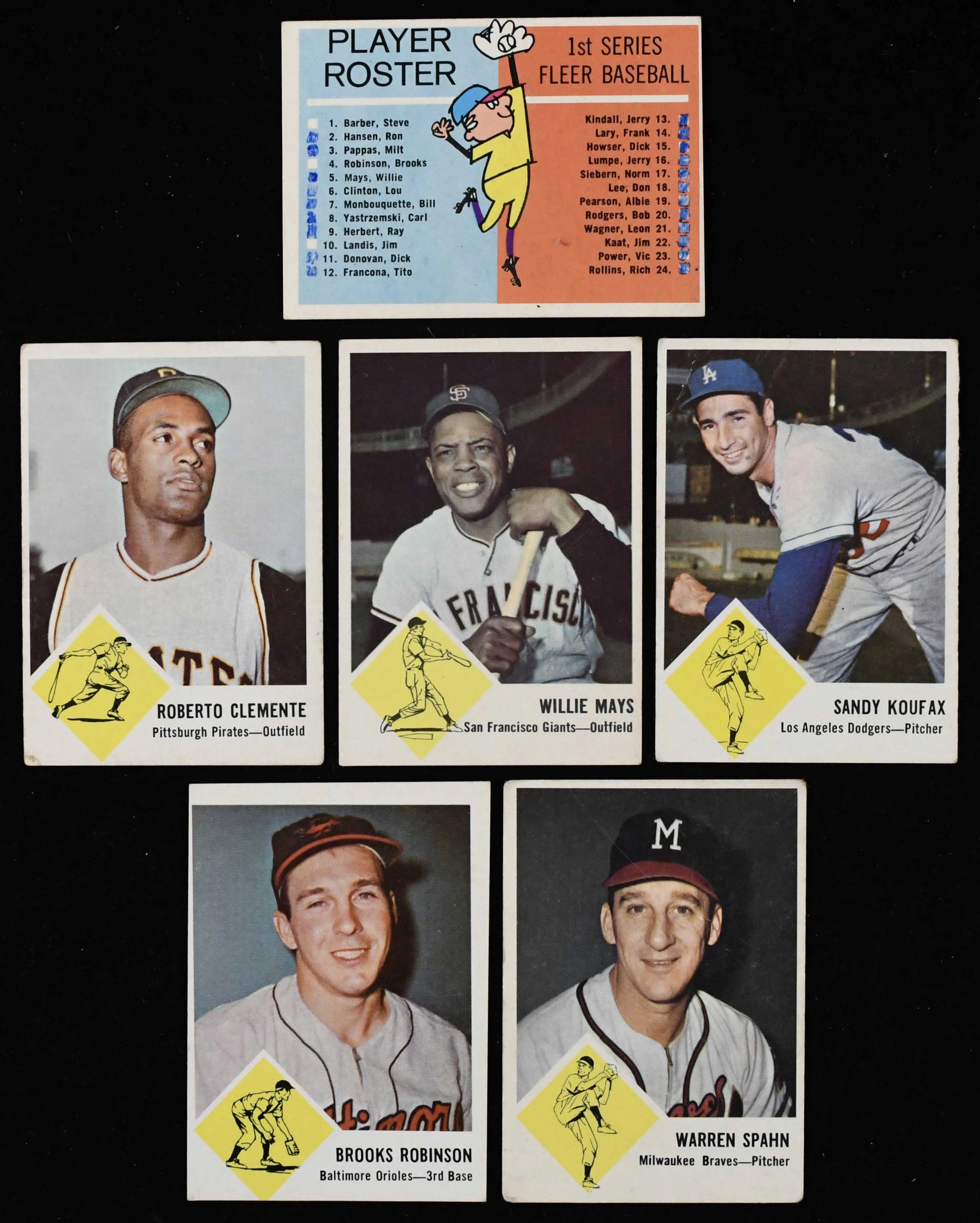"1963 Fleer complete set (67) with Clemente and Mays (PR-EX)