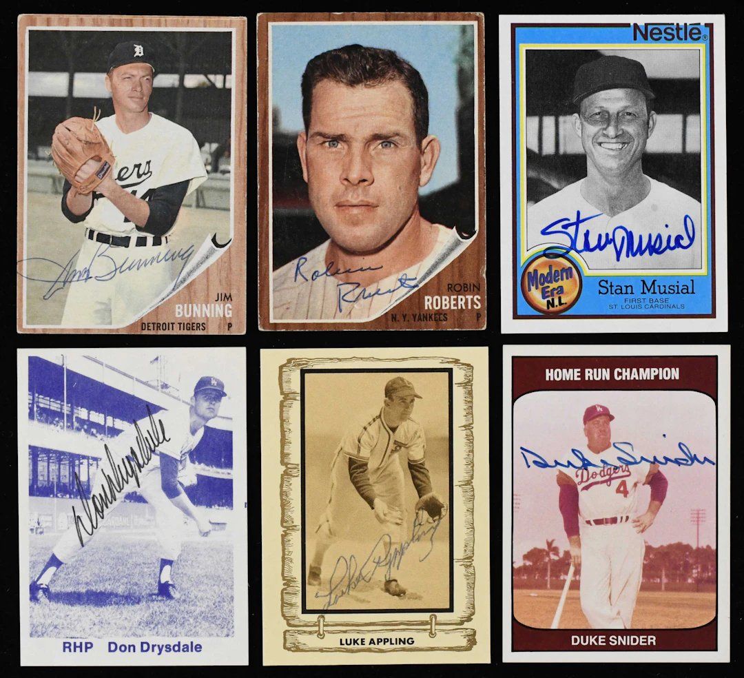 "Lot of (19) HOFers signed baseball cards from 1962-1995 (VG-NM/MT)