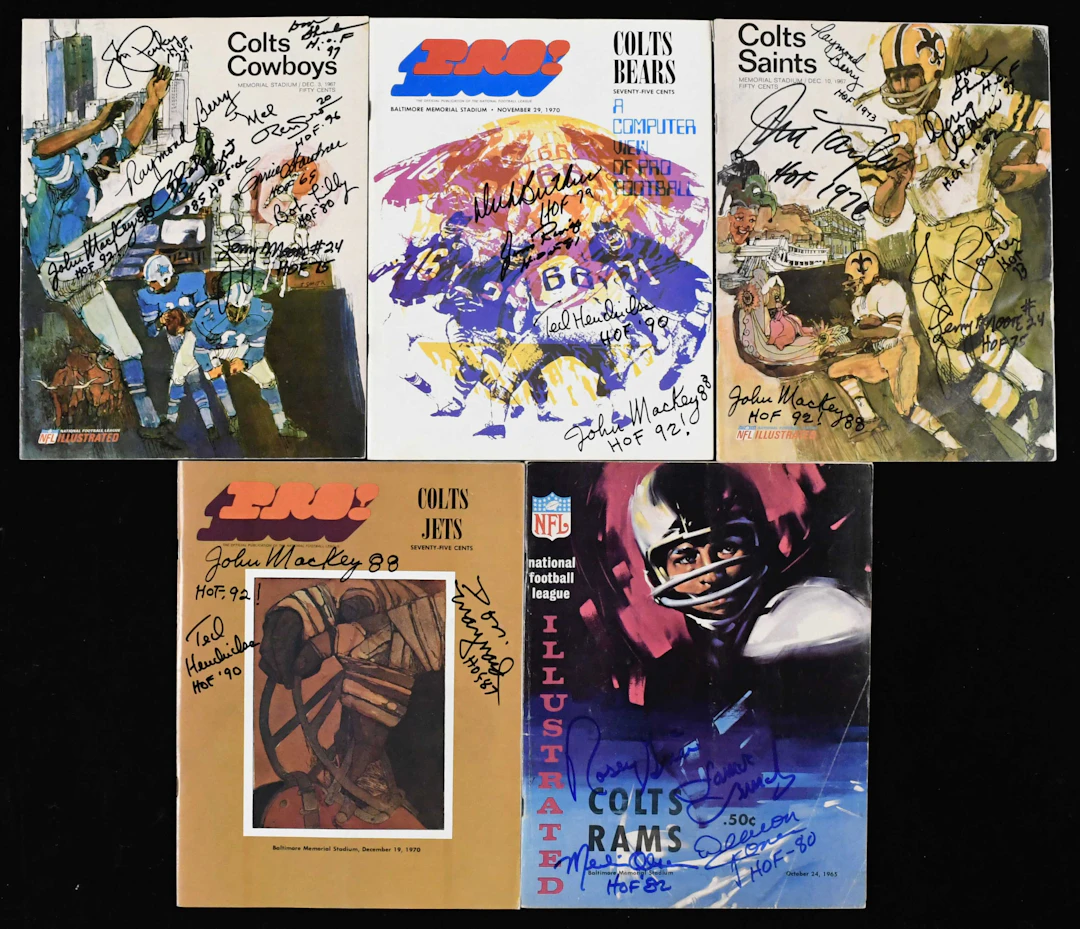 "Lot of (5) multi-signed FB programs & publications with HOFers